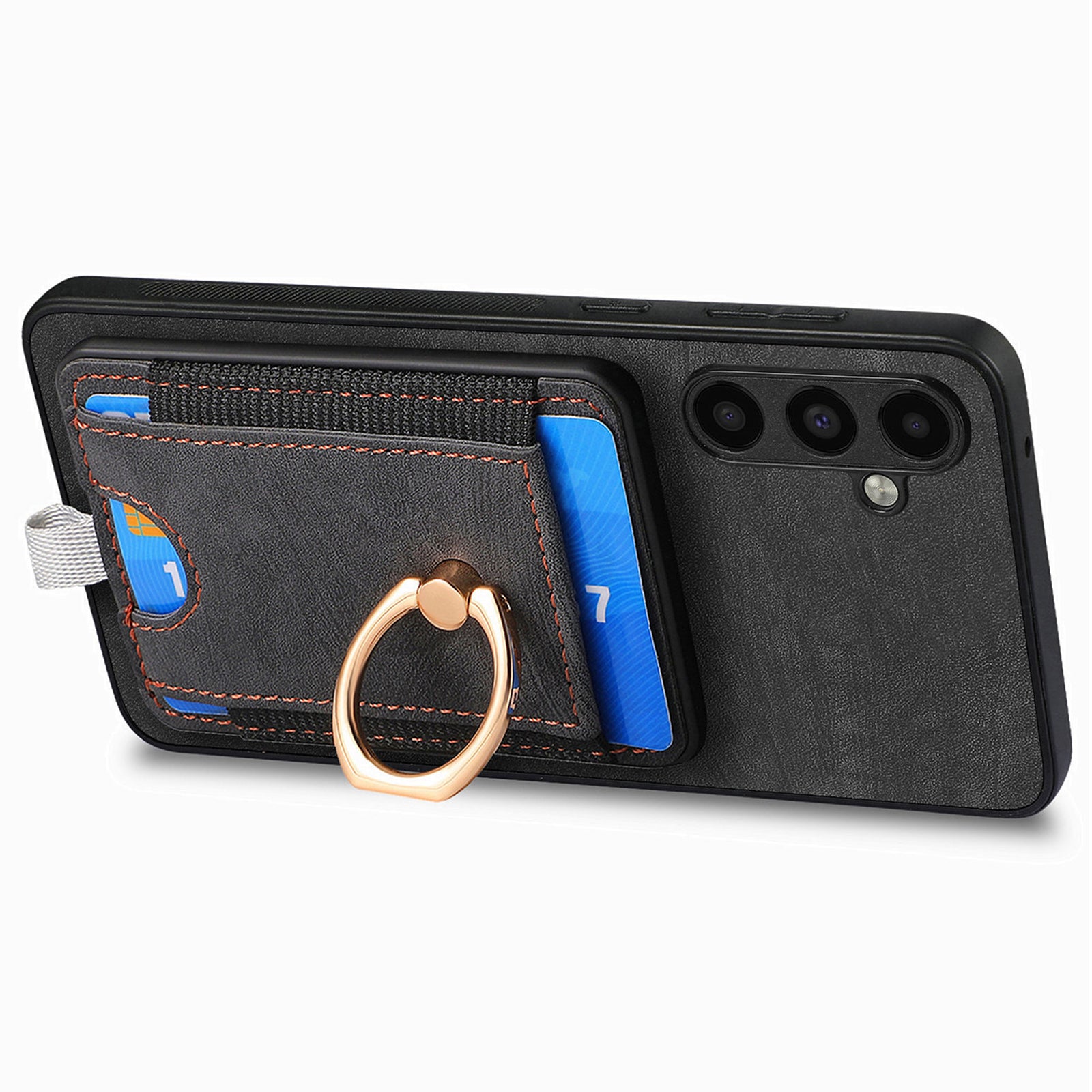 D7 For Samsung Galaxy A05s 4G Case Ring Kickstand Cover Detachable Phone Card Bag