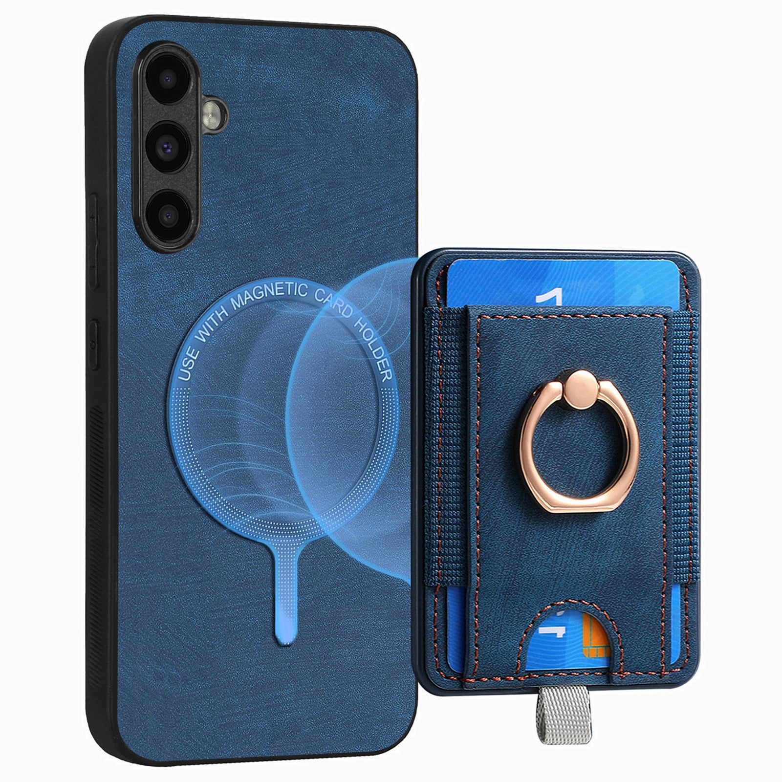 D7 For Samsung Galaxy A05s 4G Case Ring Kickstand Cover Detachable Phone Card Bag