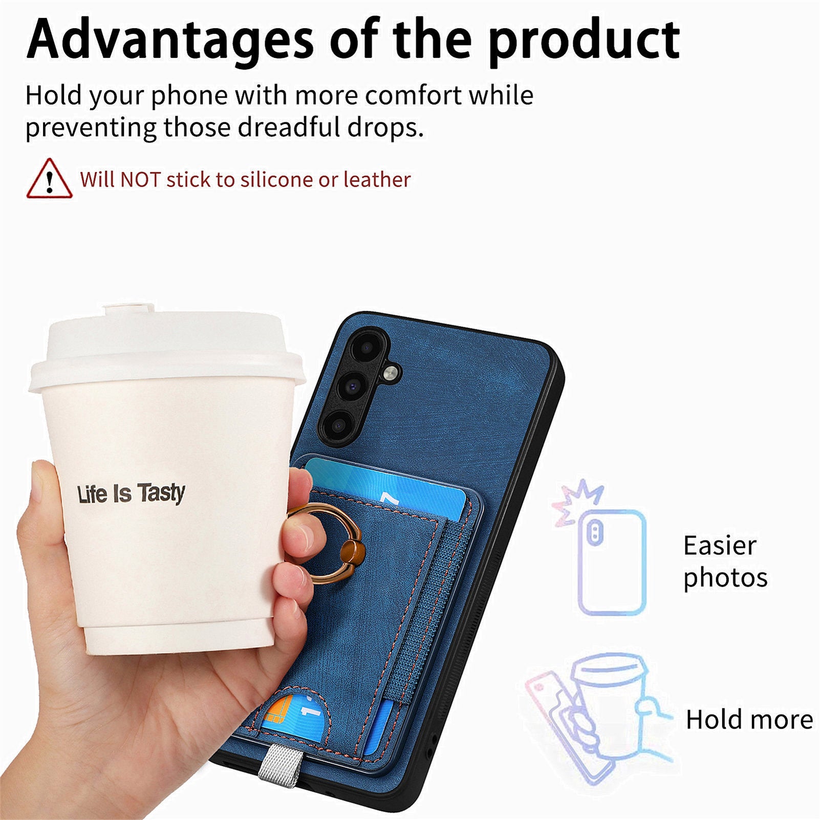 D7 For Samsung Galaxy A55 5G Case Detachable Card Slot Magnetic Phone Case with Kickstand