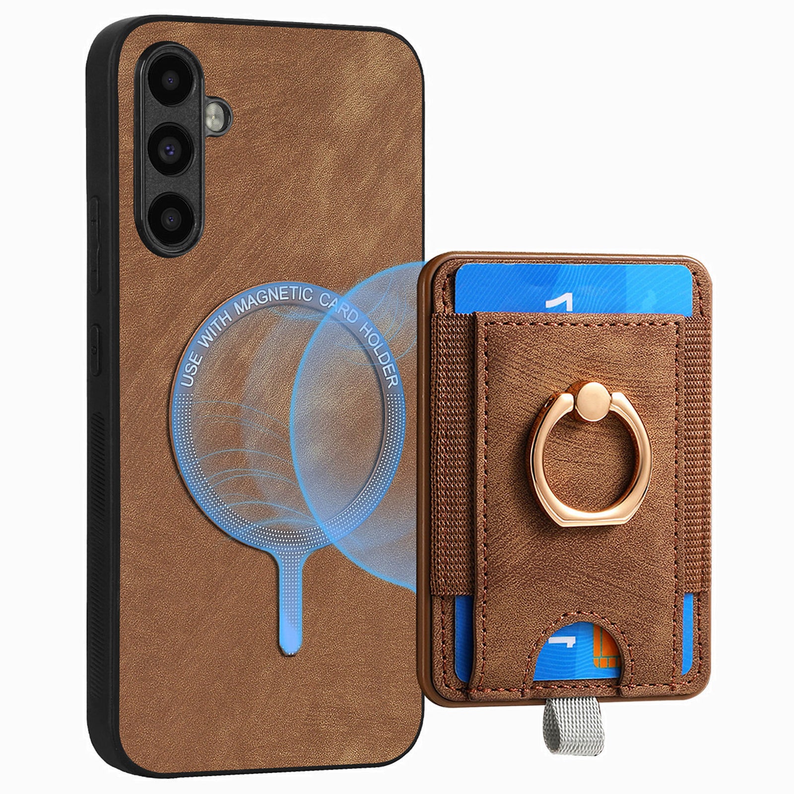 D7 For Samsung Galaxy A55 5G Case Detachable Card Slot Magnetic Phone Case with Kickstand