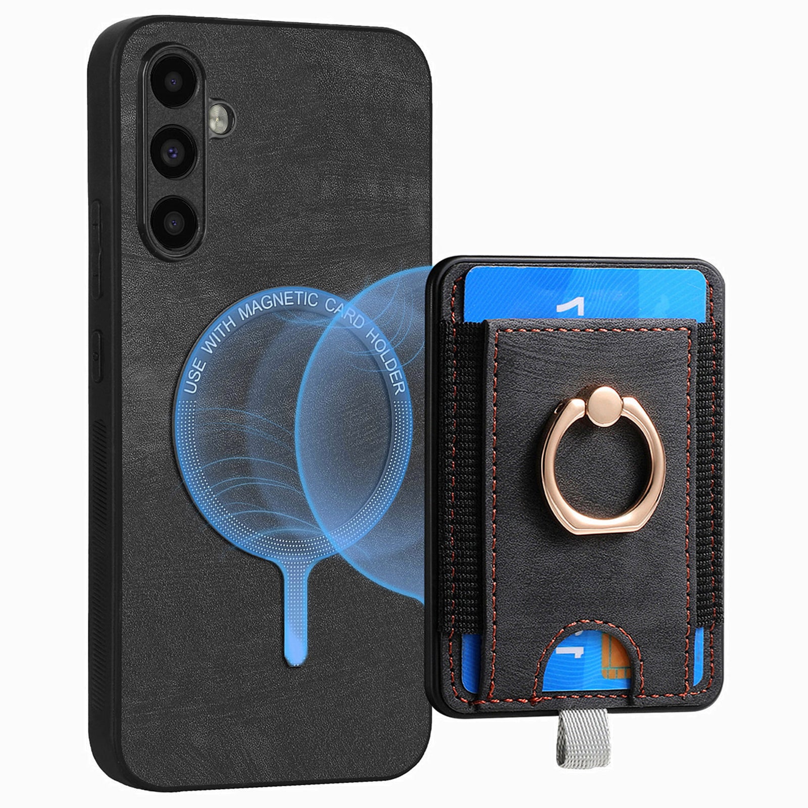 D7 For Samsung Galaxy A35 5G Kickstand Case Detachable Card Holder Retro Phone Cover
