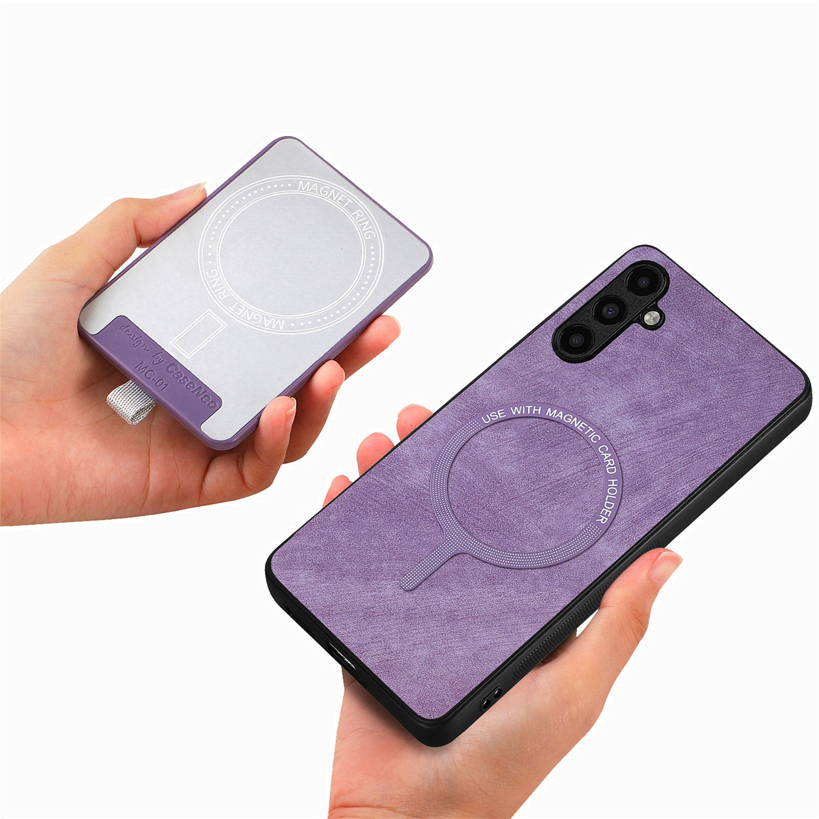 D7 For Samsung Galaxy A34 5G Kickstand Case Detachable Card Slot Magnetic Phone Cover