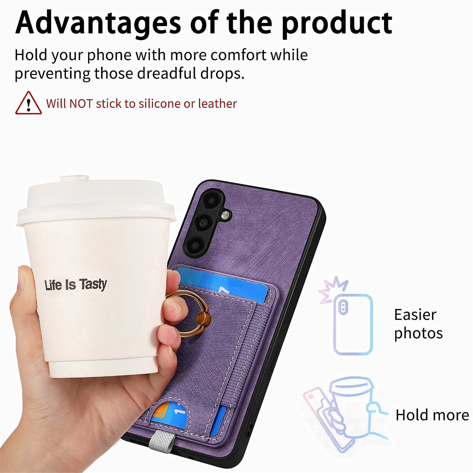 D7 For Samsung Galaxy A34 5G Kickstand Case Detachable Card Slot Magnetic Phone Cover