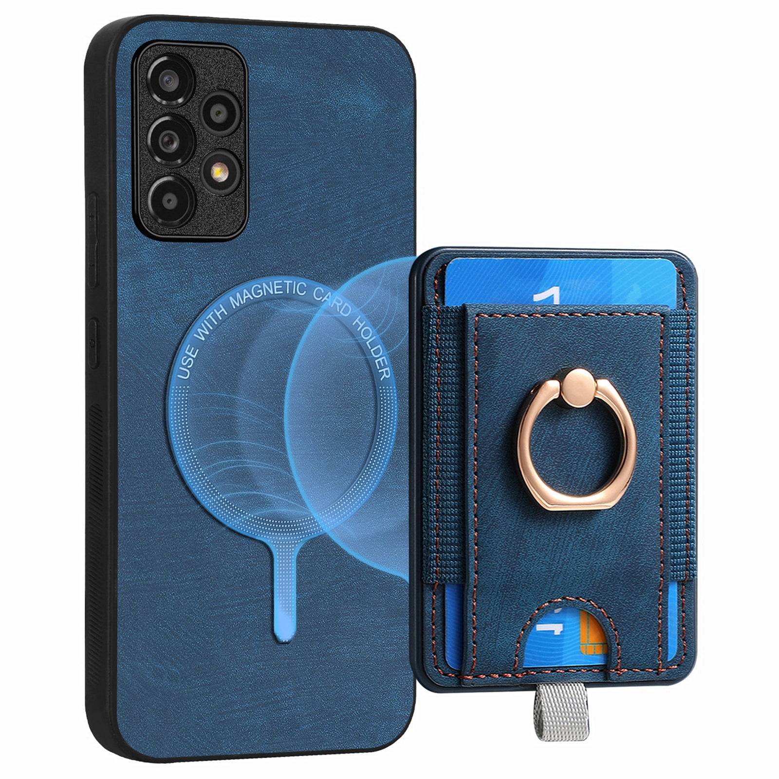 D7 For Samsung Galaxy A13 4G Case with Kickstand Detachable Card Slot Magnetic Phone Shell