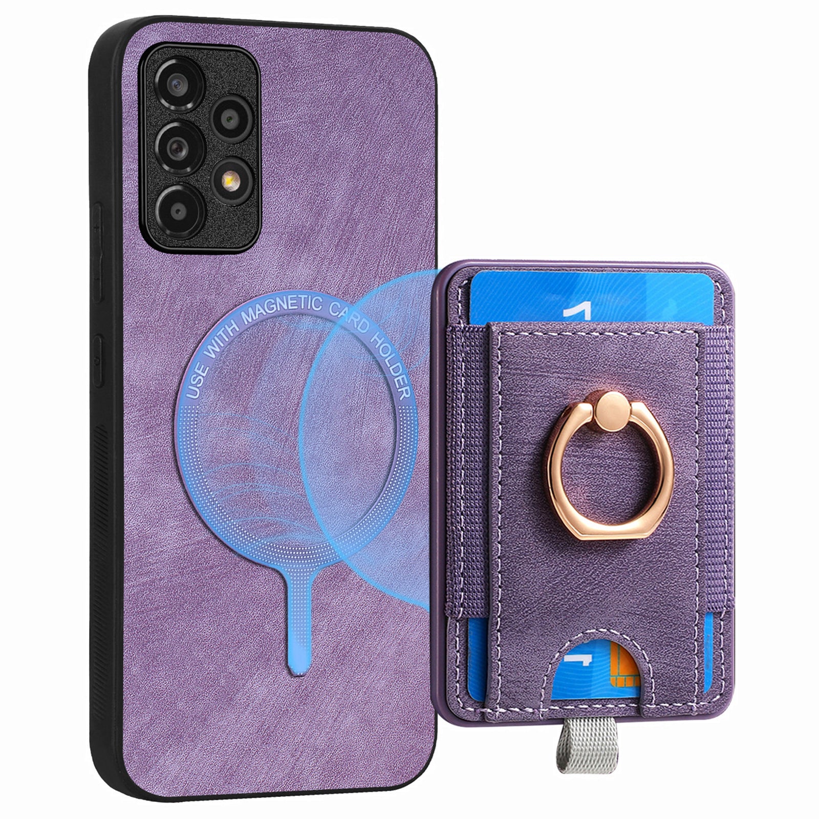 D7 For Samsung Galaxy A13 4G Case with Kickstand Detachable Card Slot Magnetic Phone Shell