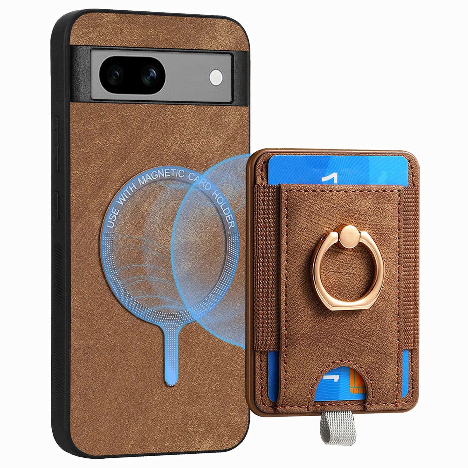 D7 For Google Pixel 7a Case Detachable Magnetic Card Slot Retro Leather+TPU Phone Cover