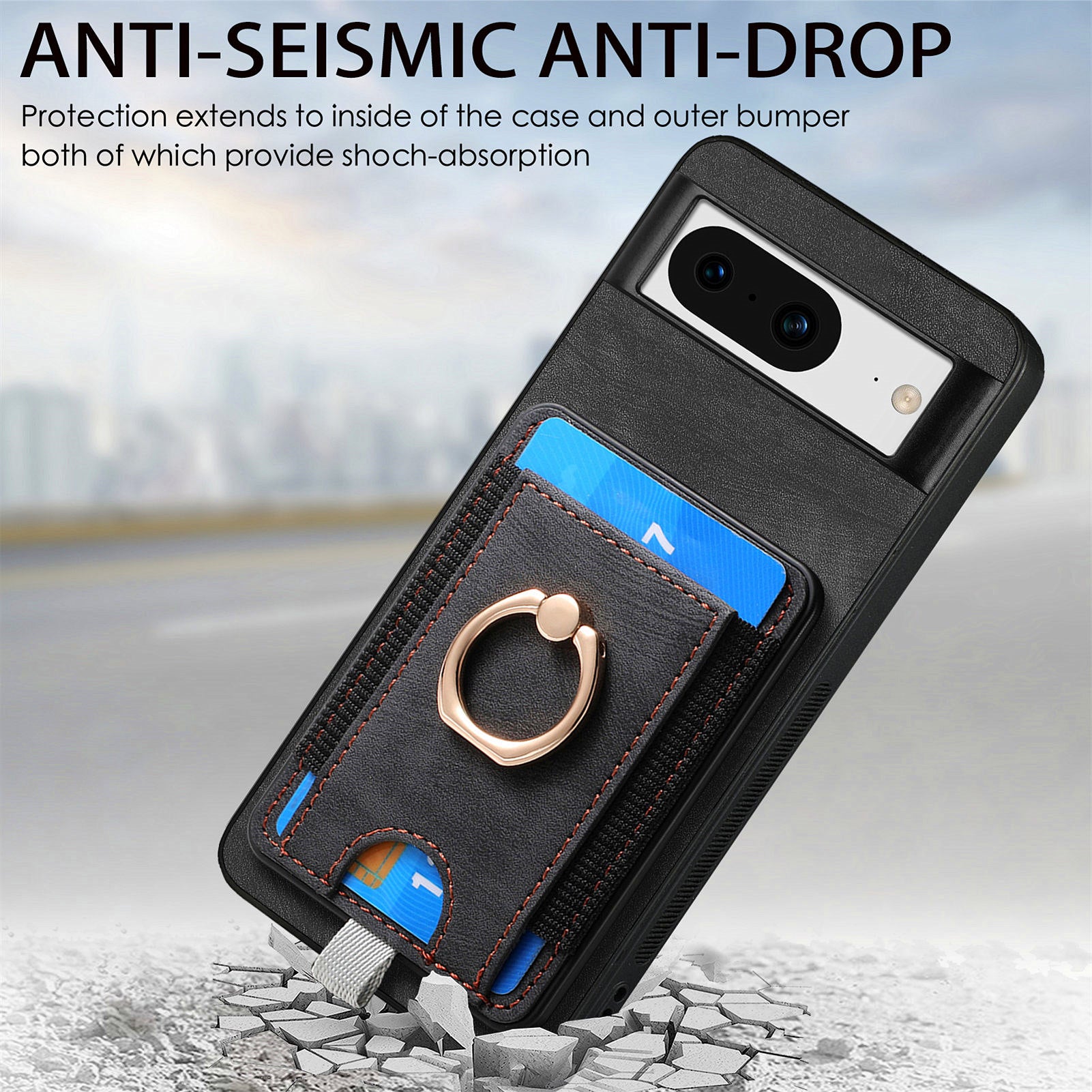 D7 For Google Pixel 8 Kickstand Case Magnetic Card Slot Phone Protector