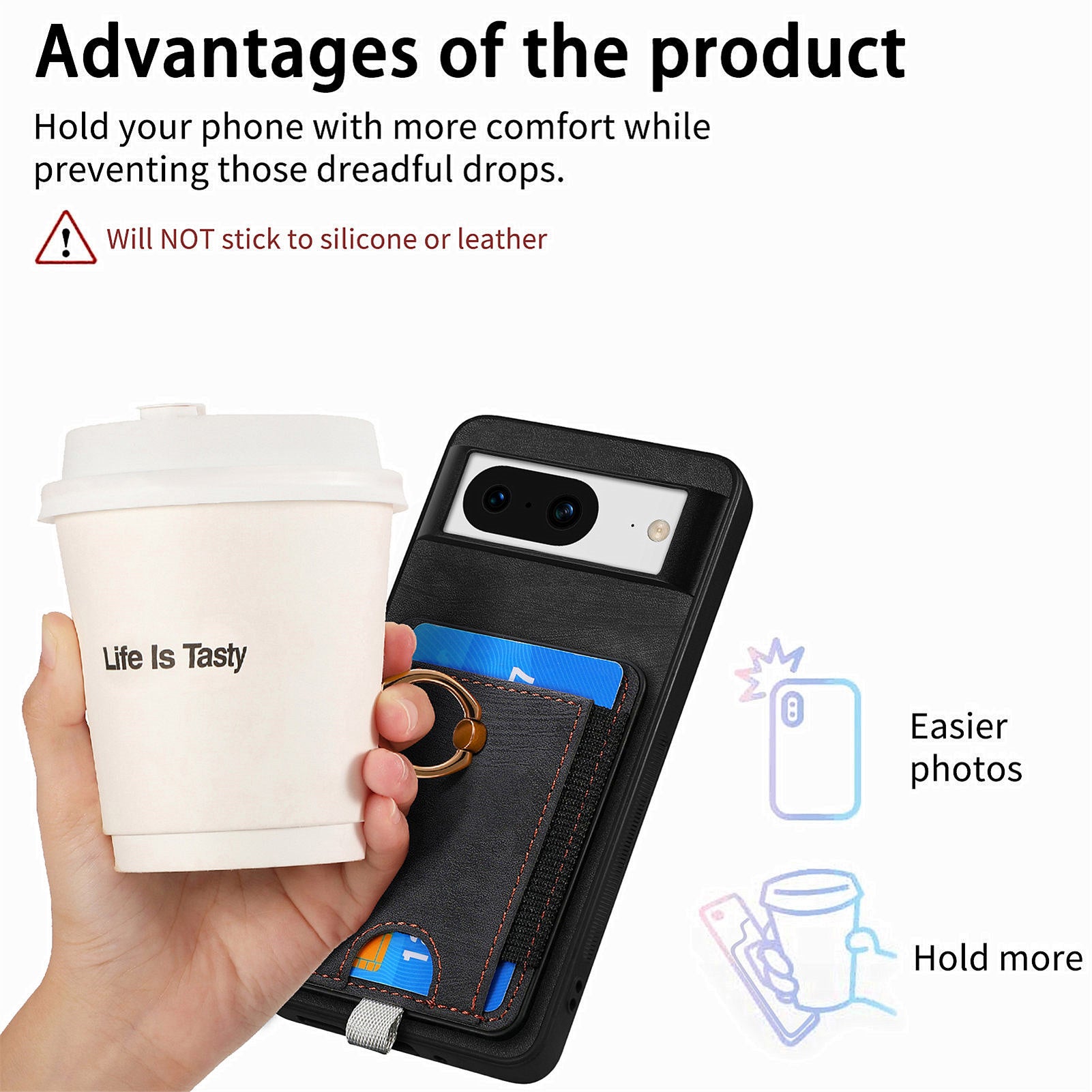 D7 For Google Pixel 8 Kickstand Case Magnetic Card Slot Phone Protector