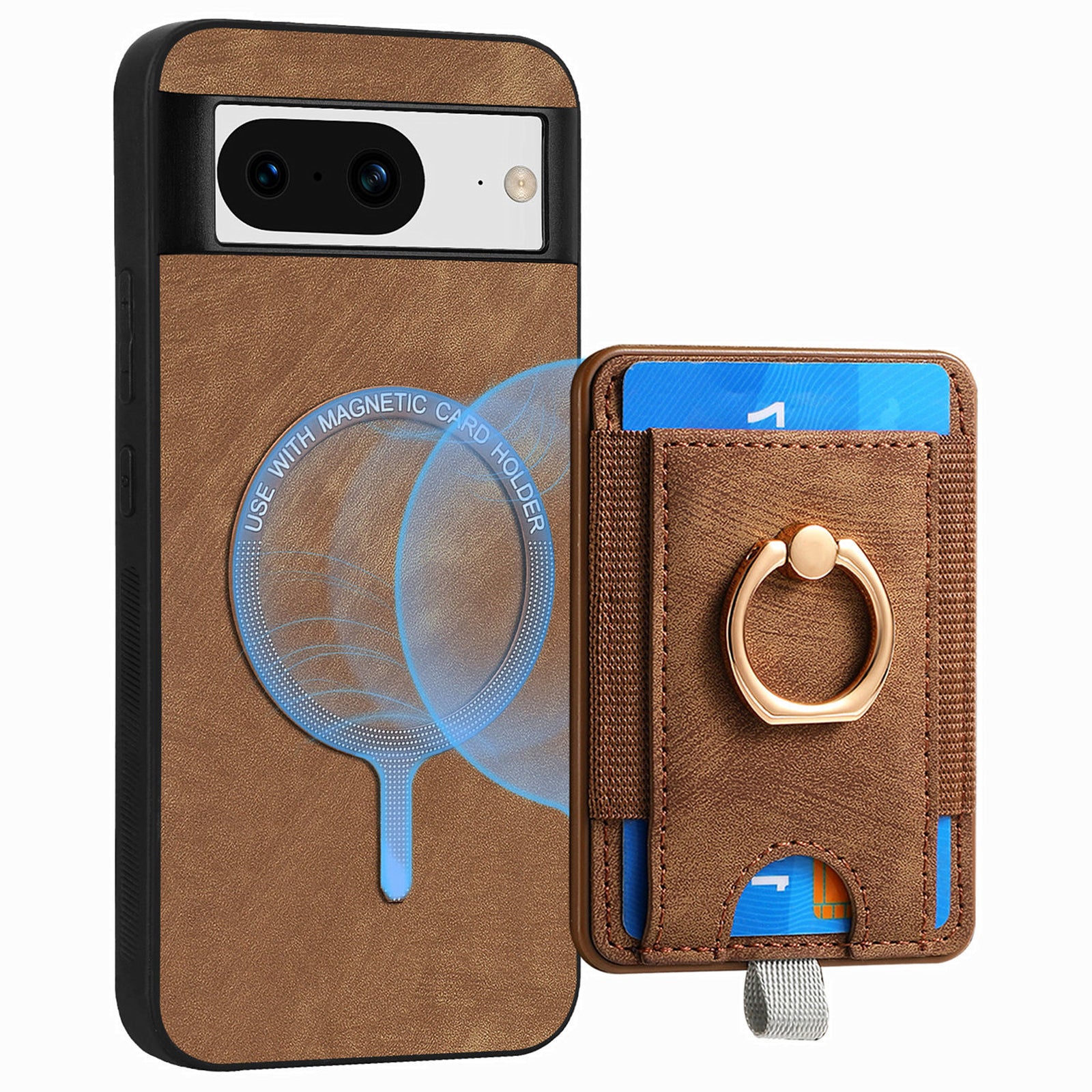 D7 For Google Pixel 8 Kickstand Case Magnetic Card Slot Phone Protector