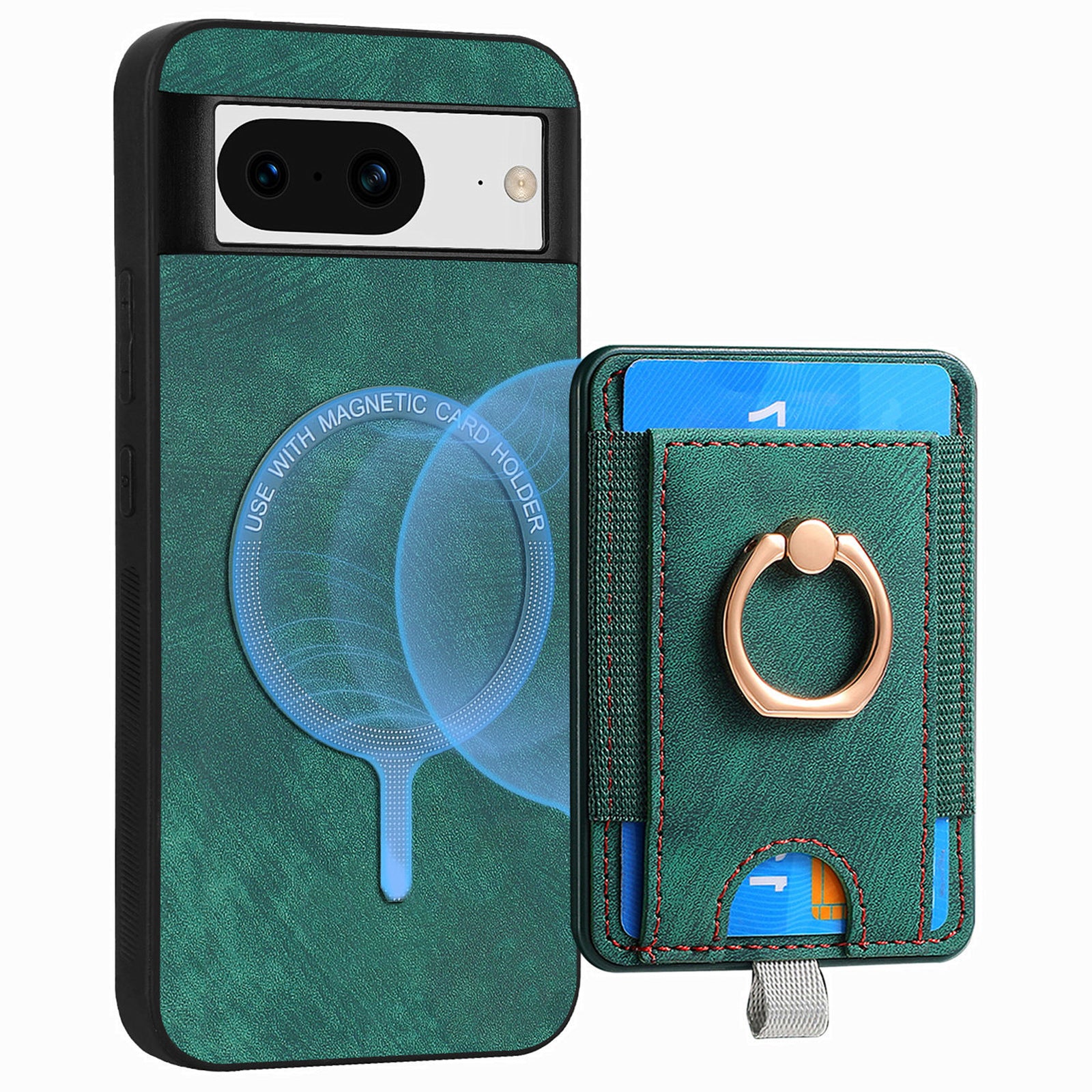 D7 For Google Pixel 8 Kickstand Case Magnetic Card Slot Phone Protector