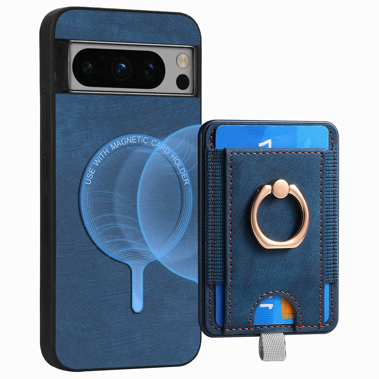 D7 For Google Pixel 8 Pro Cell Phone Case Detachable Magnetic Card Slot Kickstand Shell