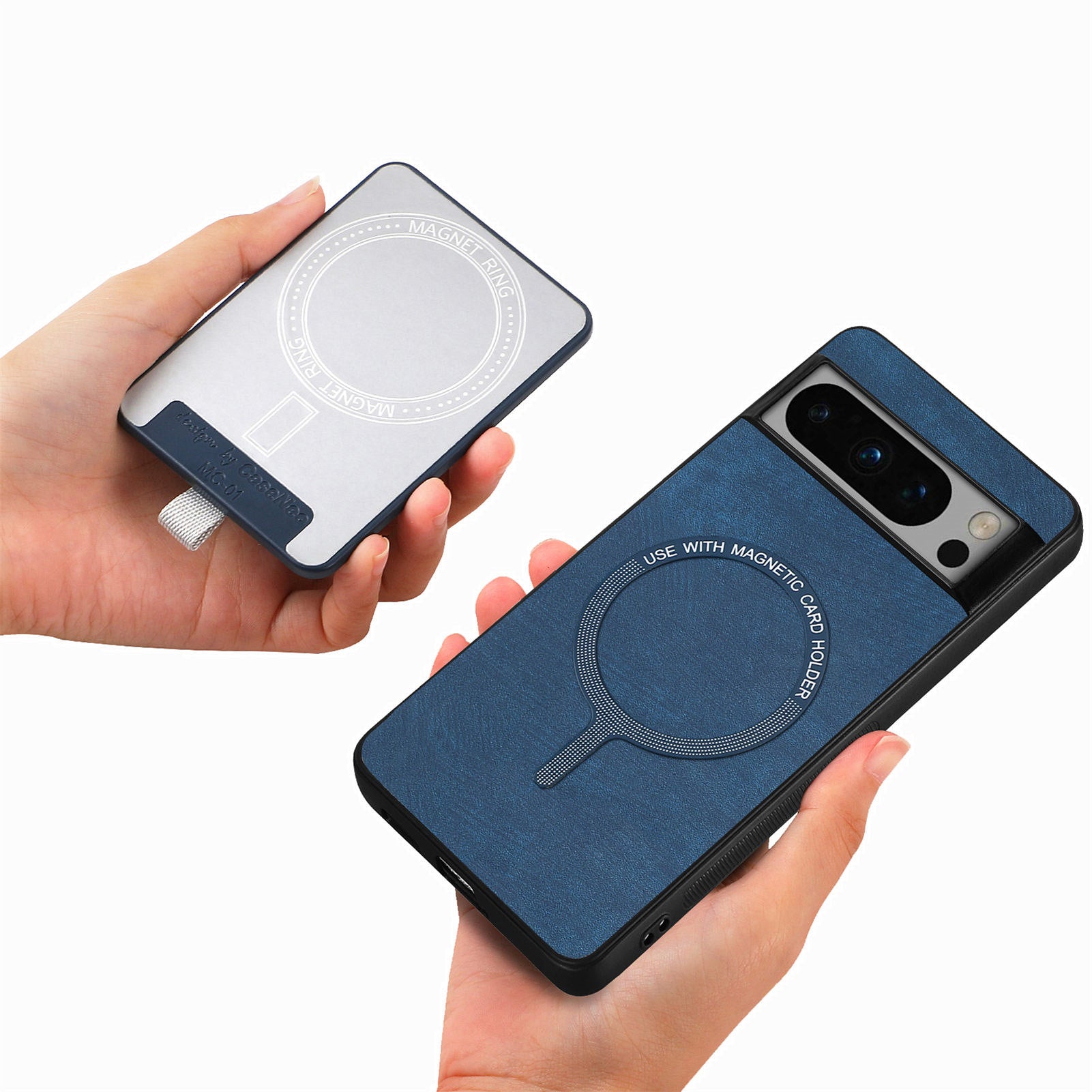 D7 For Google Pixel 8 Pro Cell Phone Case Detachable Magnetic Card Slot Kickstand Shell