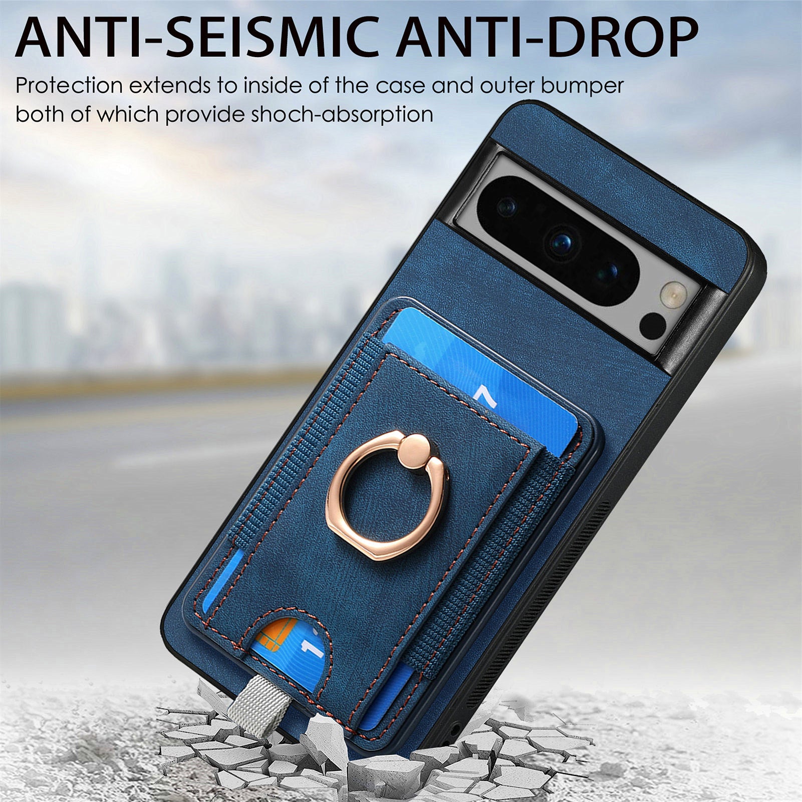 D7 For Google Pixel 8 Pro Cell Phone Case Detachable Magnetic Card Slot Kickstand Shell