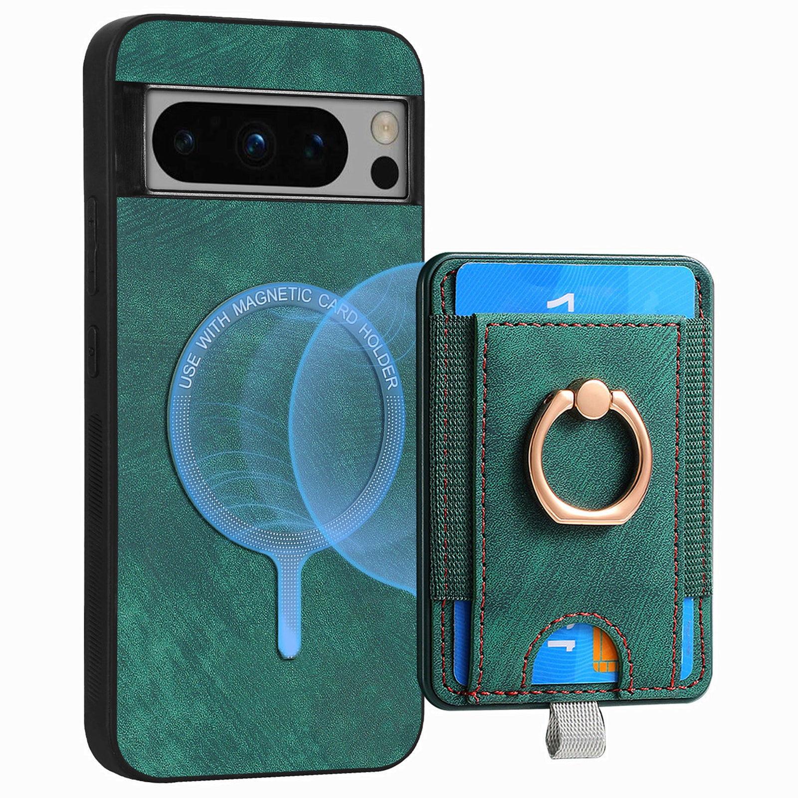 D7 For Google Pixel 8 Pro Cell Phone Case Detachable Magnetic Card Slot Kickstand Shell