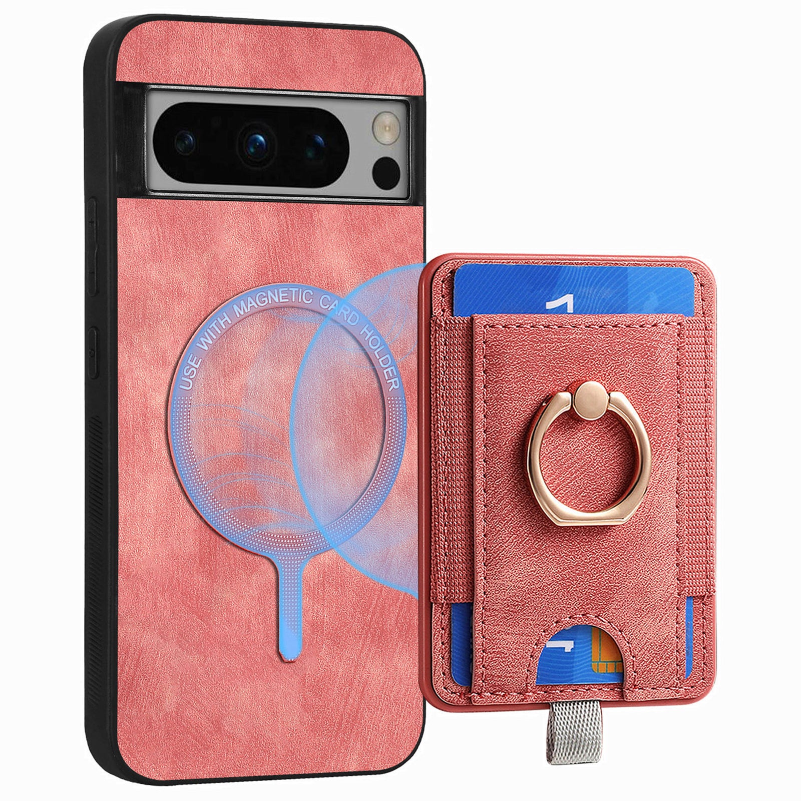 D7 For Google Pixel 8 Pro Cell Phone Case Detachable Magnetic Card Slot Kickstand Shell