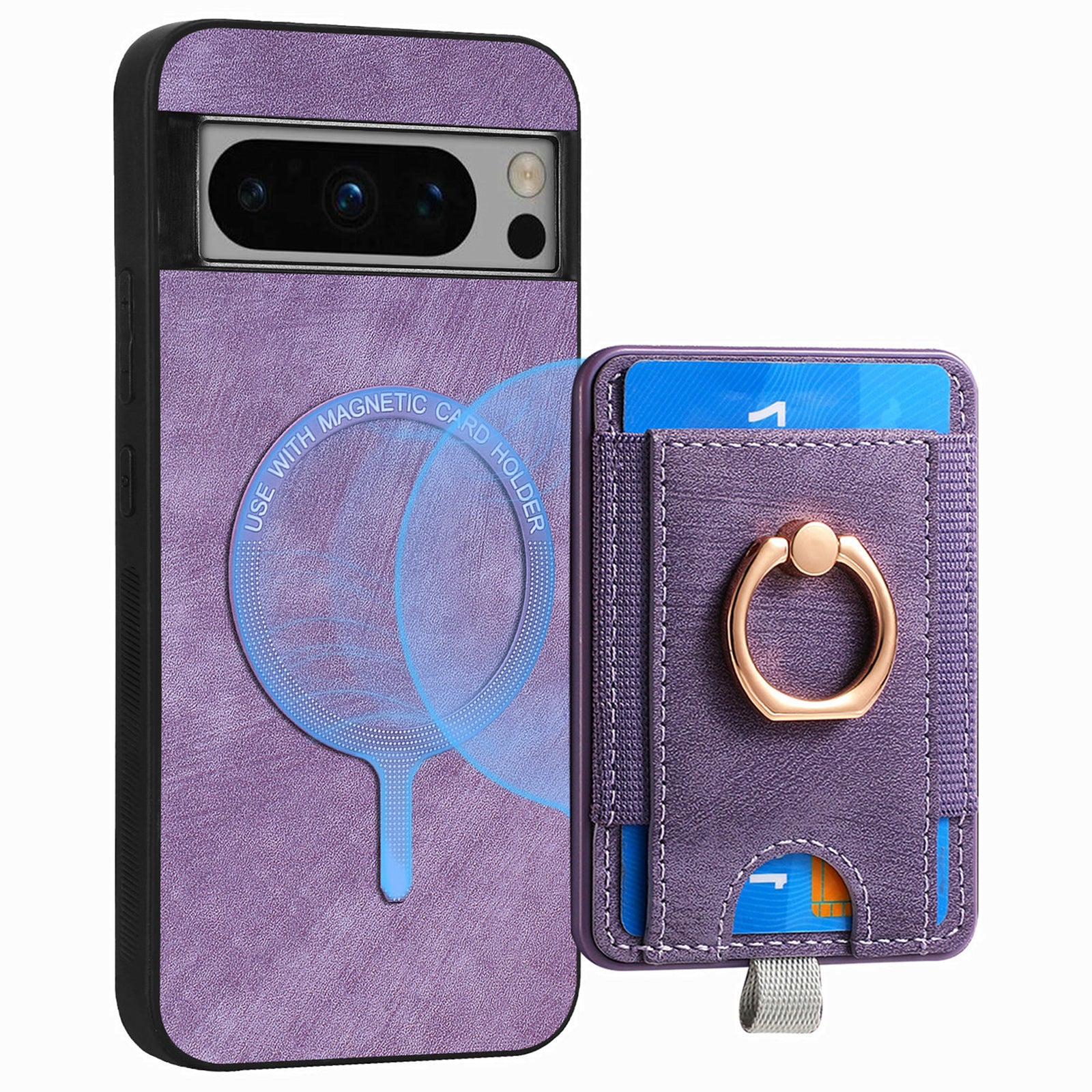 D7 For Google Pixel 8 Pro Cell Phone Case Detachable Magnetic Card Slot Kickstand Shell