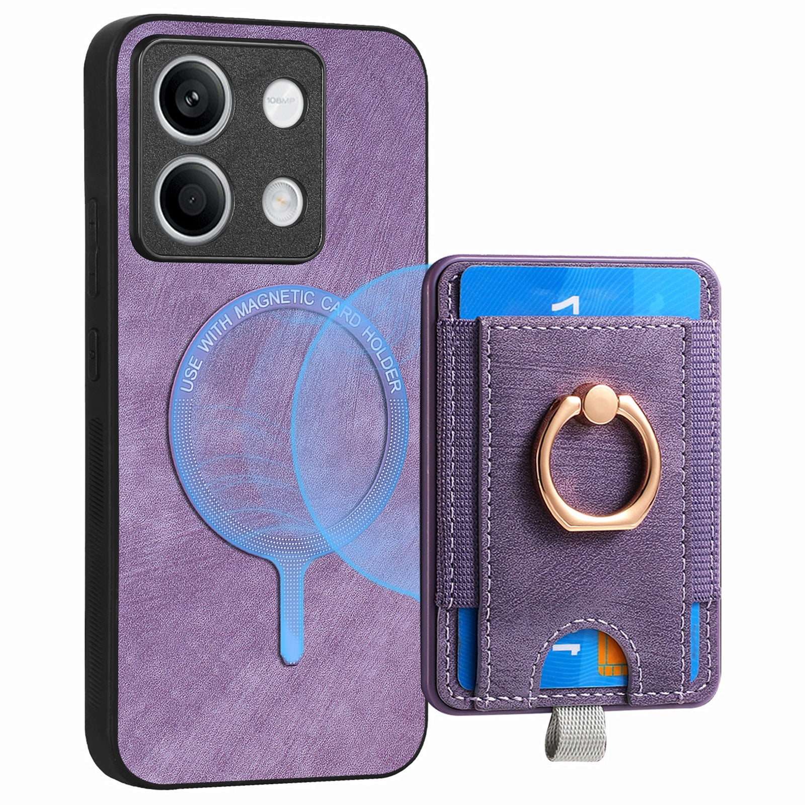D7 For Xiaomi Redmi Note 13 5G Case Ring Holder PU Leather 2-in-1 Detachable Back Cover