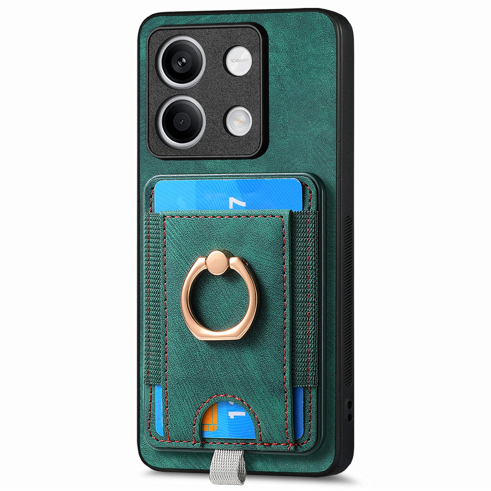 D7 For Xiaomi Redmi Note 13 4G Kickstand Case Magnetic Card Slot Anti-scratch Phone Cover