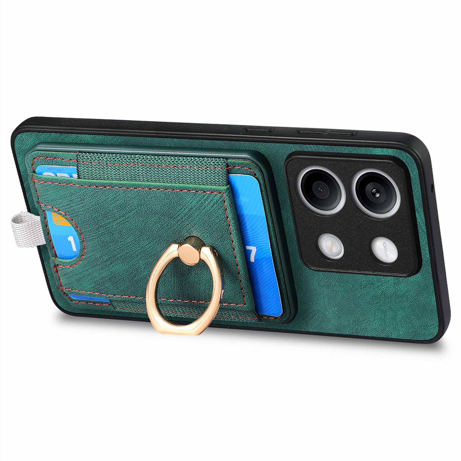 D7 For Xiaomi Redmi Note 13 4G Kickstand Case Magnetic Card Slot Anti-scratch Phone Cover