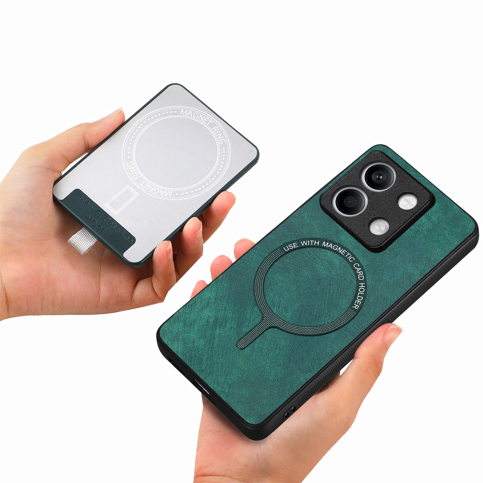 D7 For Xiaomi Redmi Note 13 4G Kickstand Case Magnetic Card Slot Anti-scratch Phone Cover