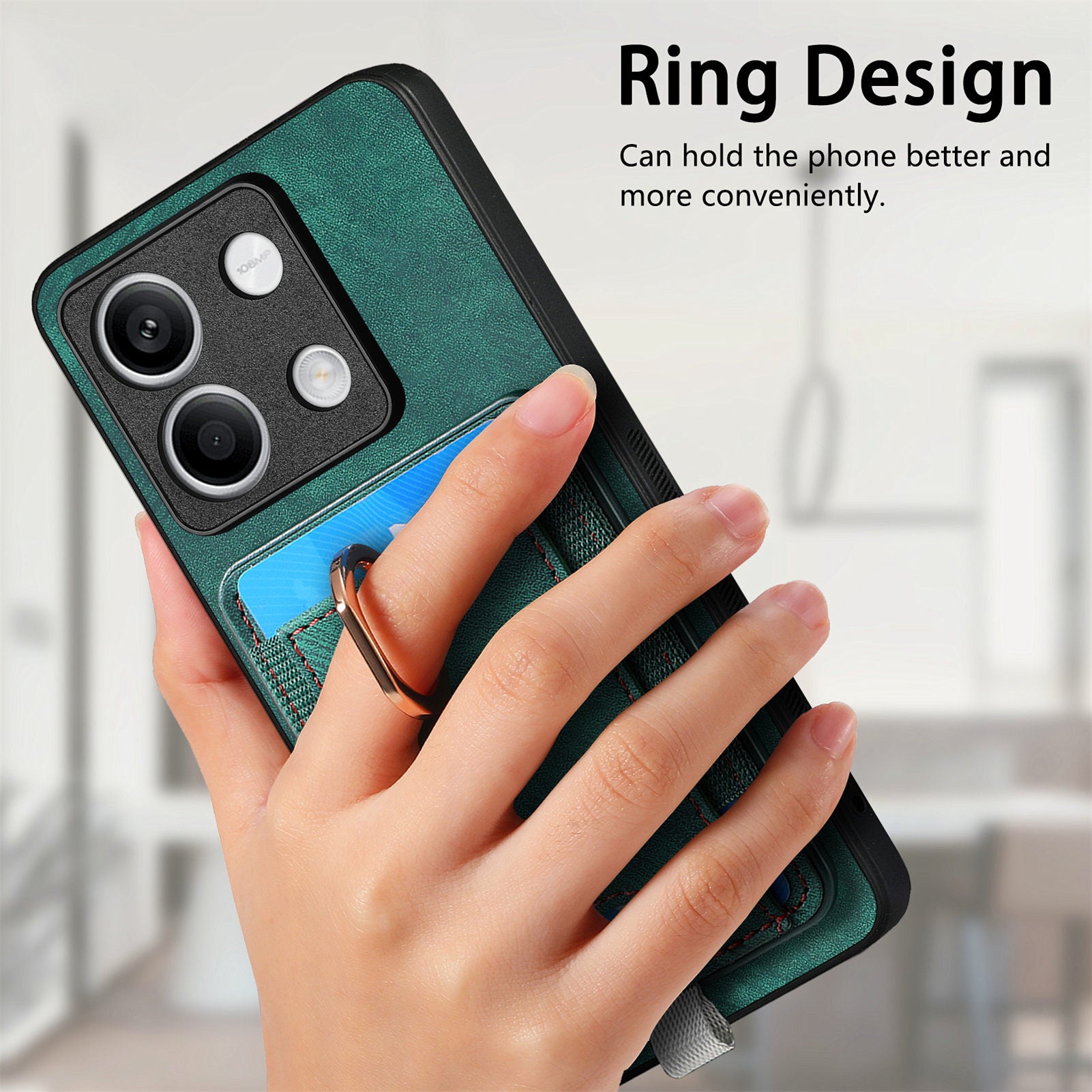 D7 For Xiaomi Redmi Note 13 4G Kickstand Case Magnetic Card Slot Anti-scratch Phone Cover