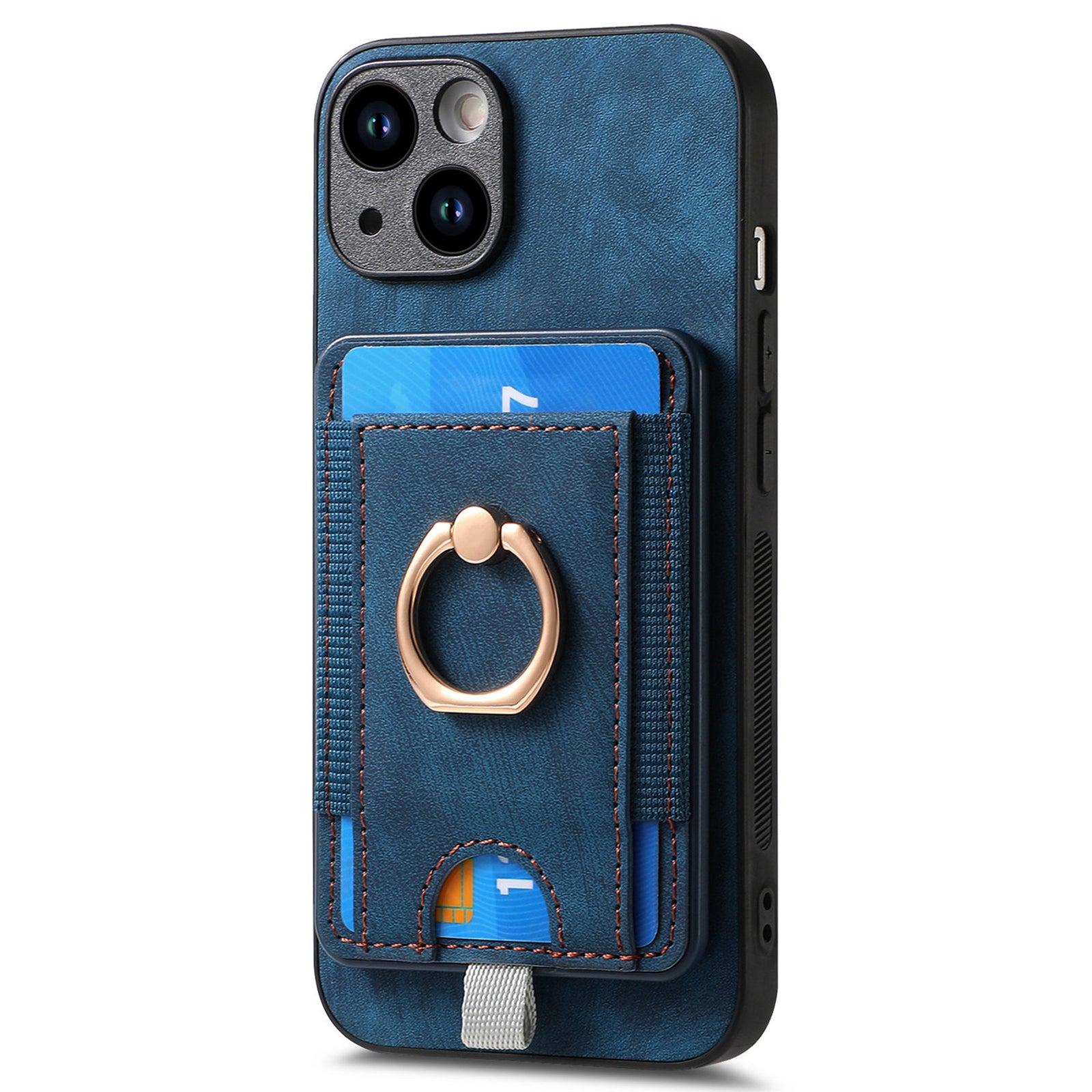 D7 For iPhone 15 Case Detachable Card Holder PU Leather Kickstand Cover