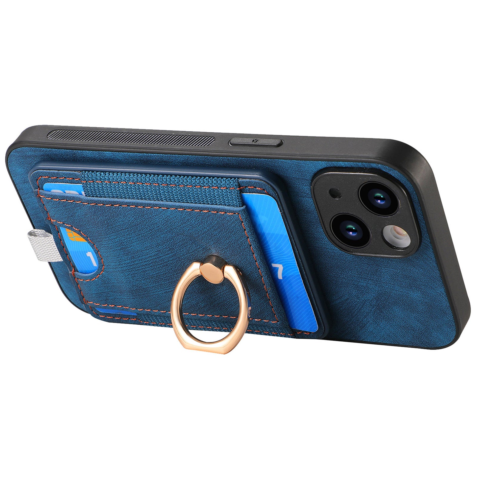 D7 For iPhone 15 Case Detachable Card Holder PU Leather Kickstand Cover