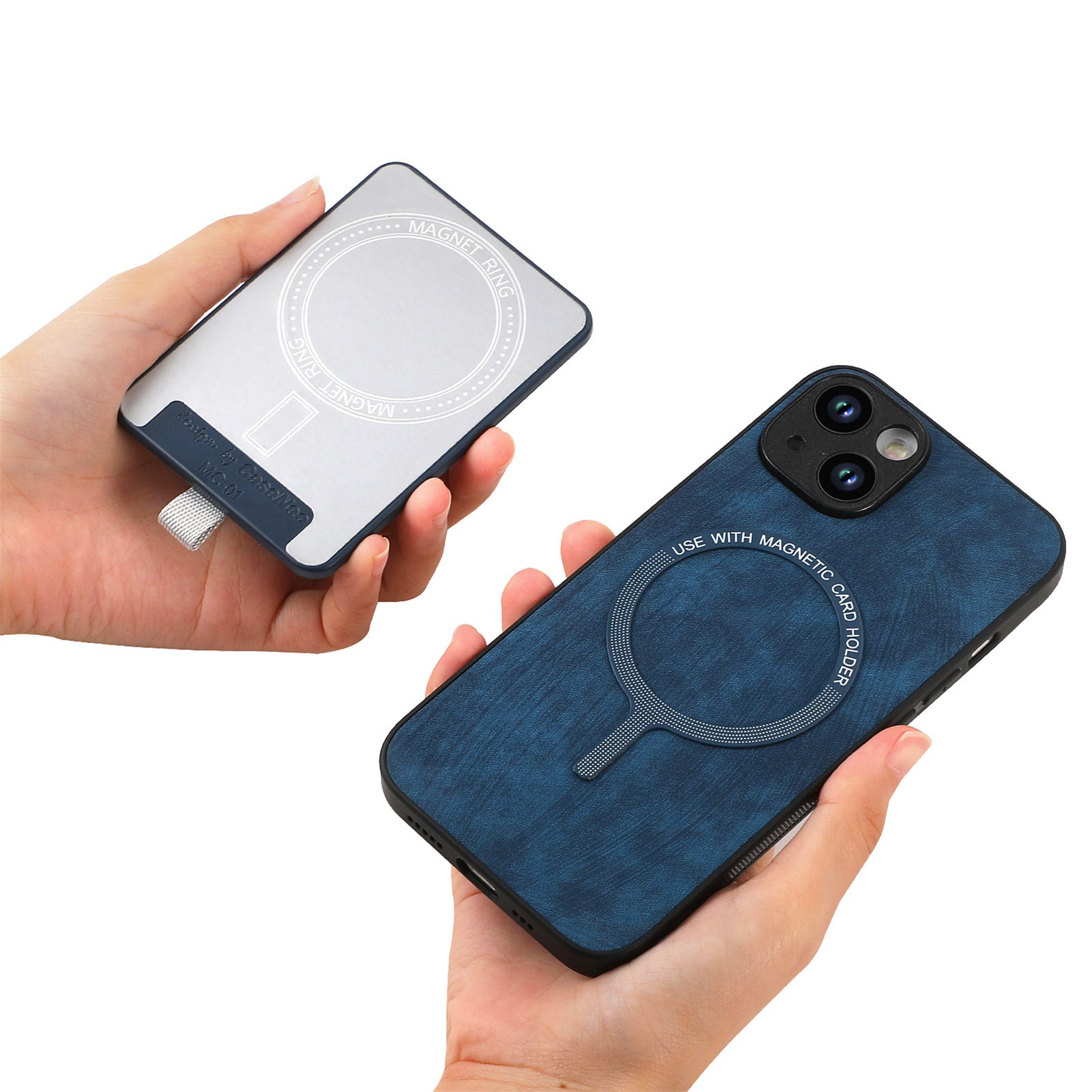D7 For iPhone 15 Case Detachable Card Holder PU Leather Kickstand Cover