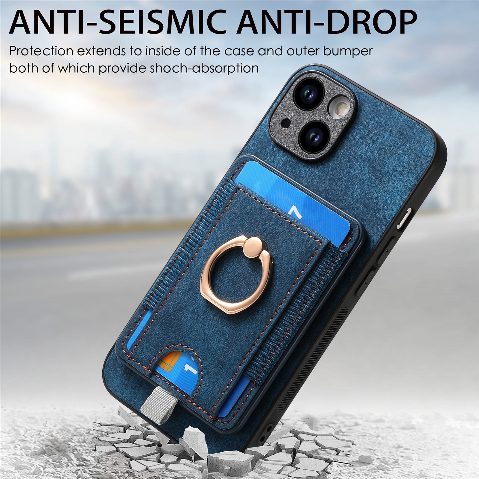D7 For iPhone 15 Case Detachable Card Holder PU Leather Kickstand Cover