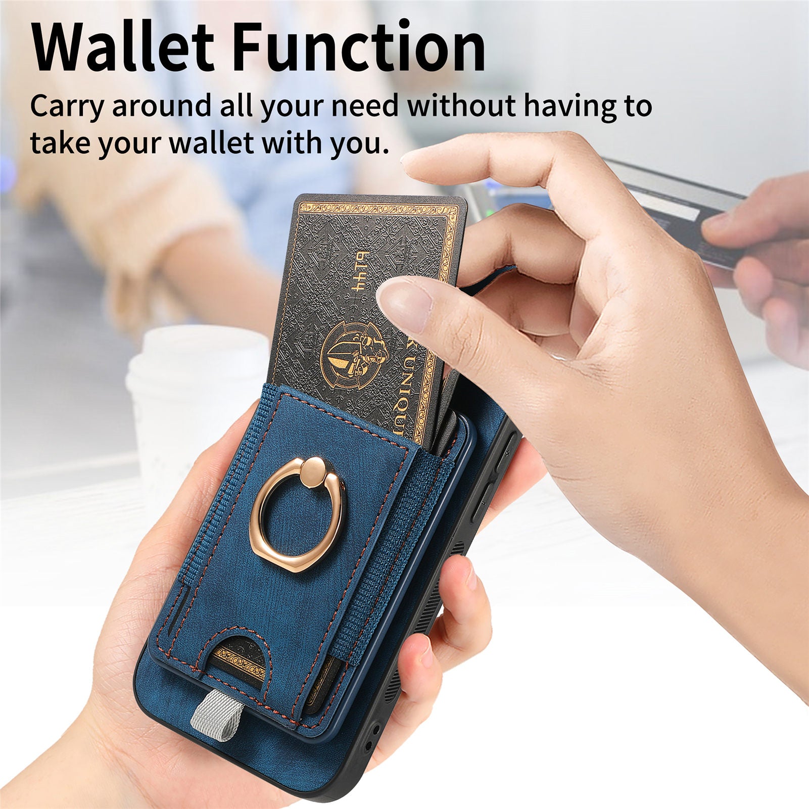 D7 For iPhone 15 Case Detachable Card Holder PU Leather Kickstand Cover