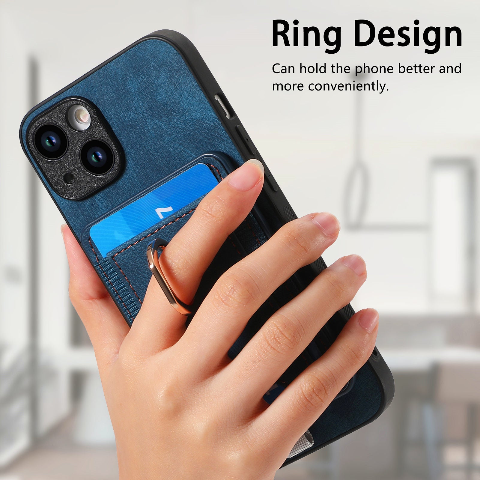 D7 For iPhone 15 Case Detachable Card Holder PU Leather Kickstand Cover