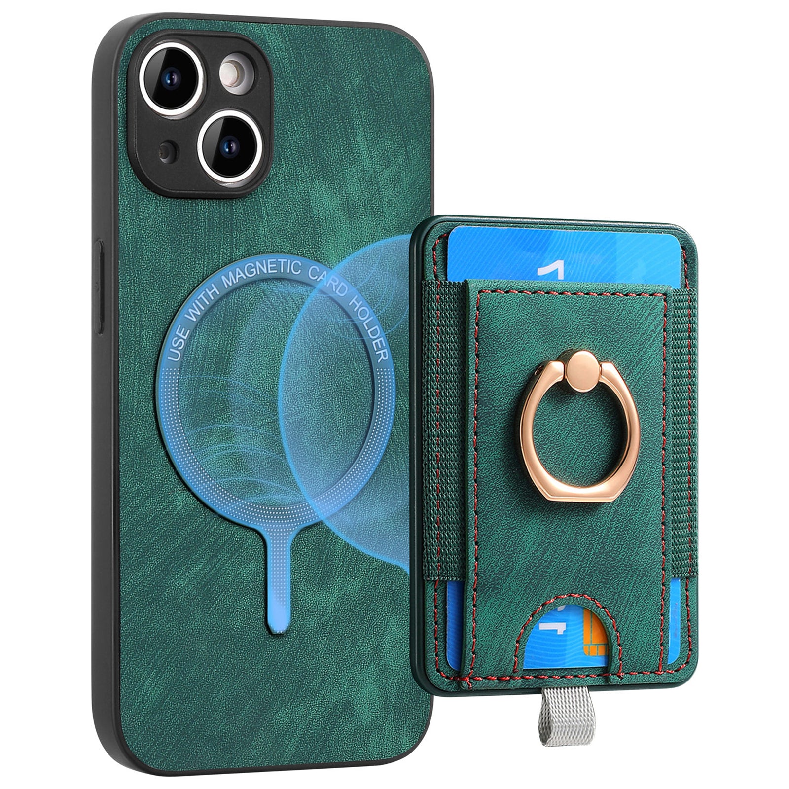 D7 For iPhone 15 Case Detachable Card Holder PU Leather Kickstand Cover