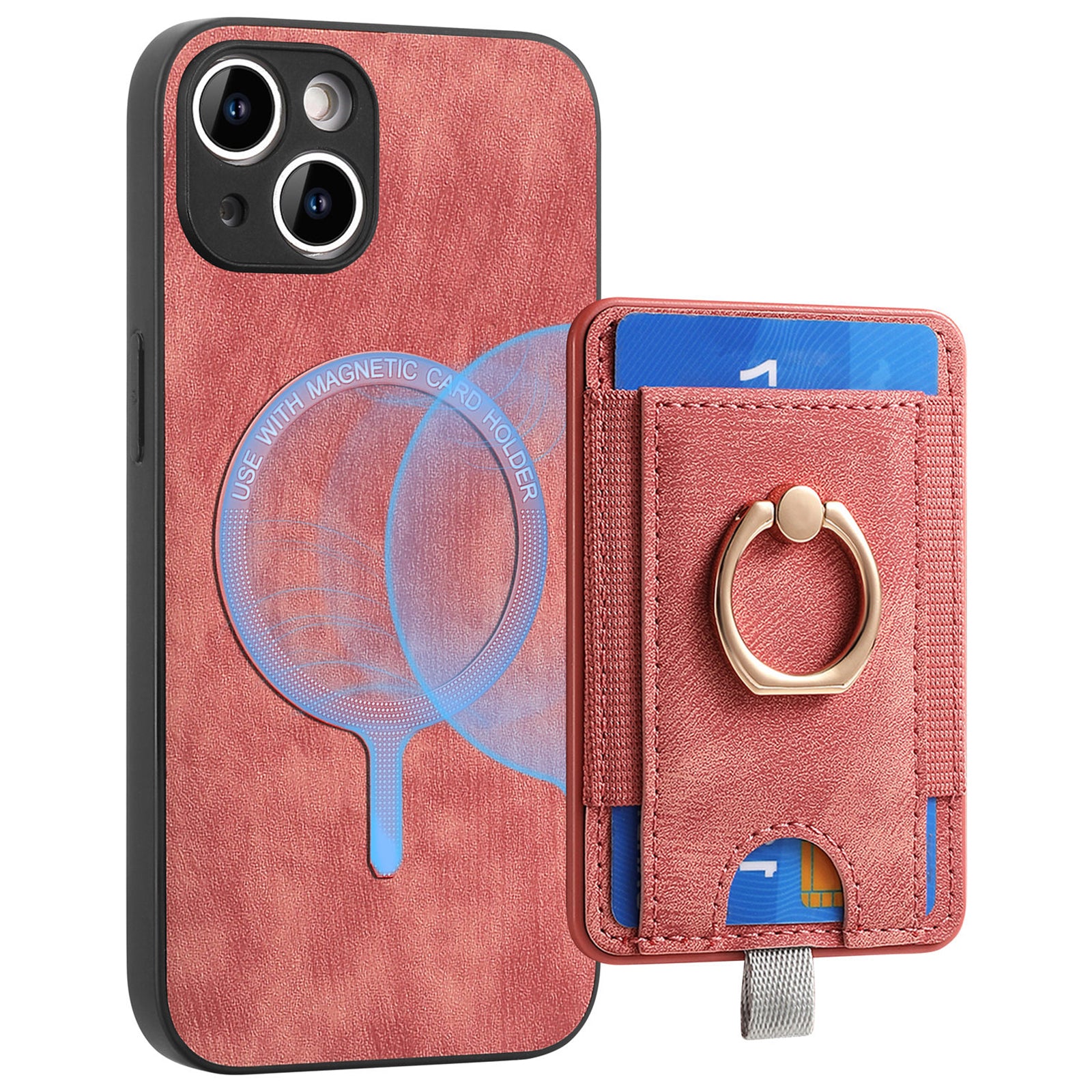 D7 For iPhone 15 Case Detachable Card Holder PU Leather Kickstand Cover