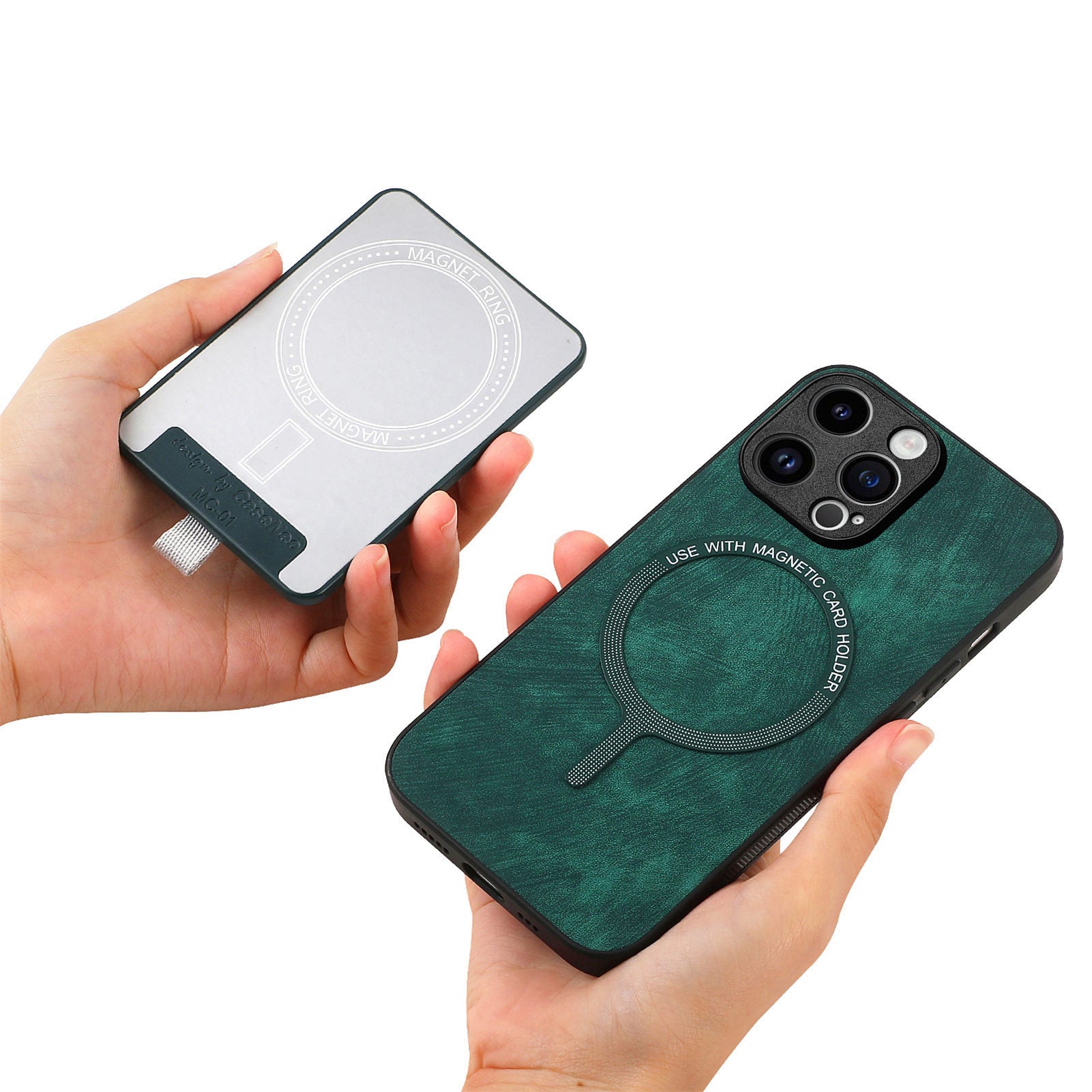 D7 For iPhone 15 Pro Case Detachable Card Slot Magnetic Phone Cover with Kickstand