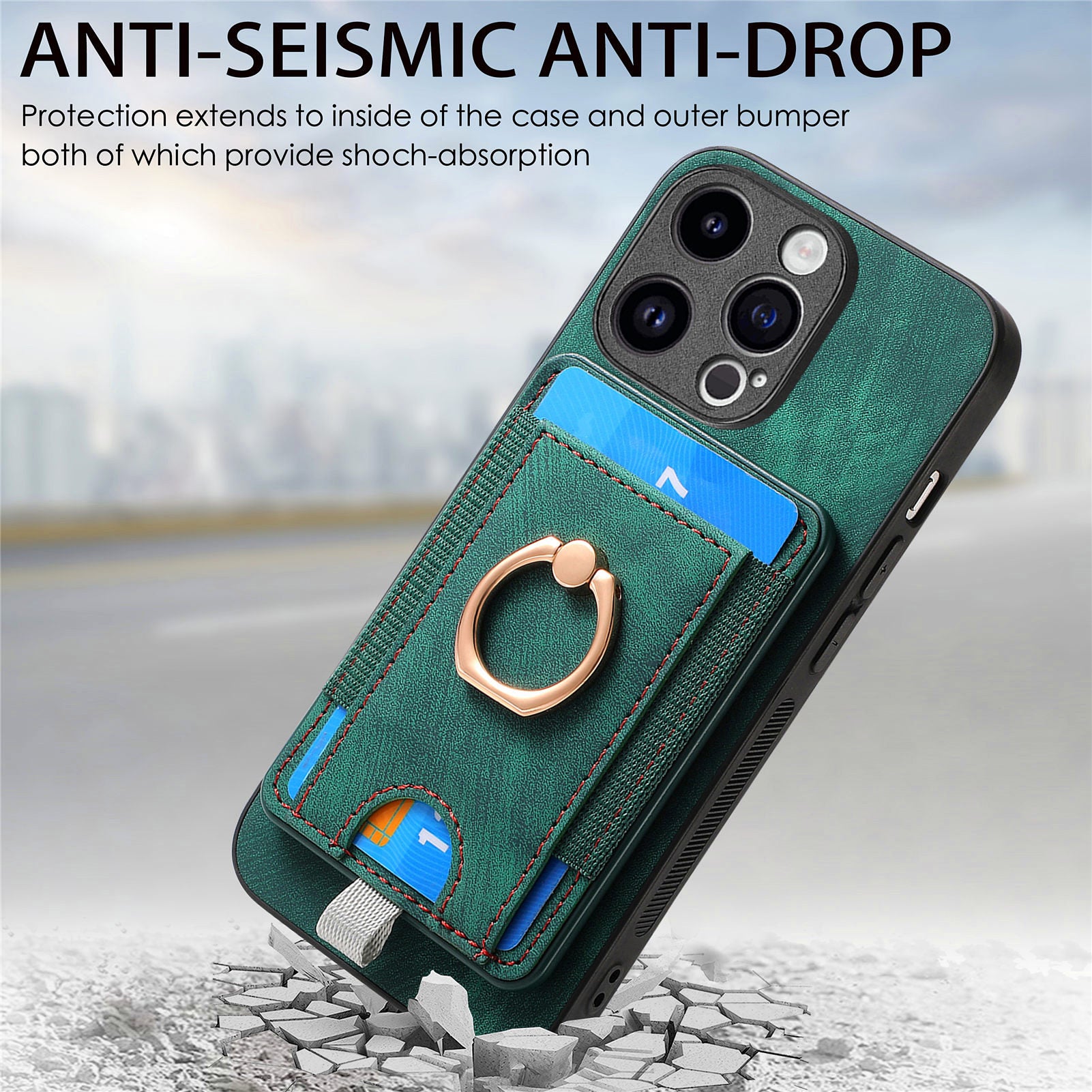 D7 For iPhone 15 Pro Case Detachable Card Slot Magnetic Phone Cover with Kickstand
