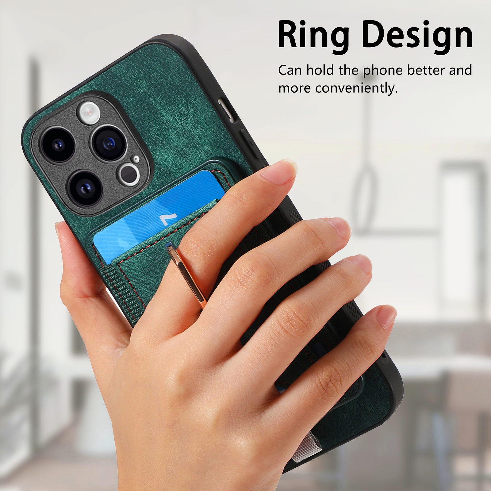 D7 For iPhone 15 Pro Case Detachable Card Slot Magnetic Phone Cover with Kickstand