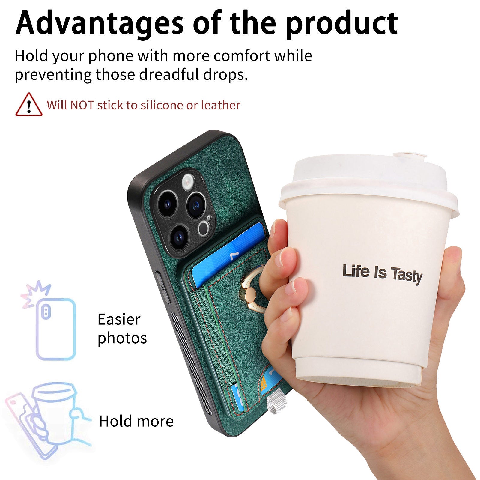 D7 For iPhone 15 Pro Case Detachable Card Slot Magnetic Phone Cover with Kickstand