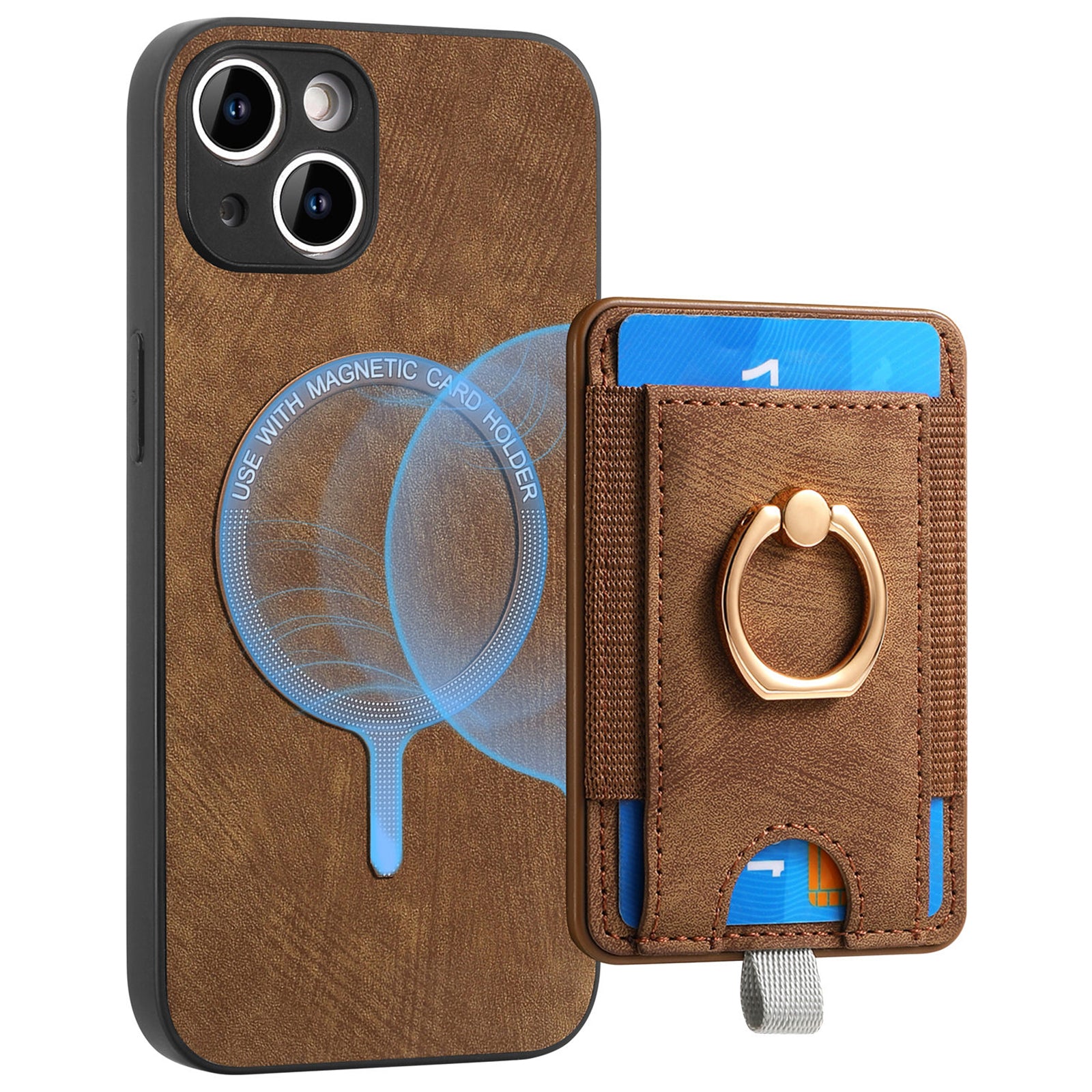 D7 For iPhone 14 / 13 Case 2 in 1 Magnetic Detachable Retro Leather Back Cover