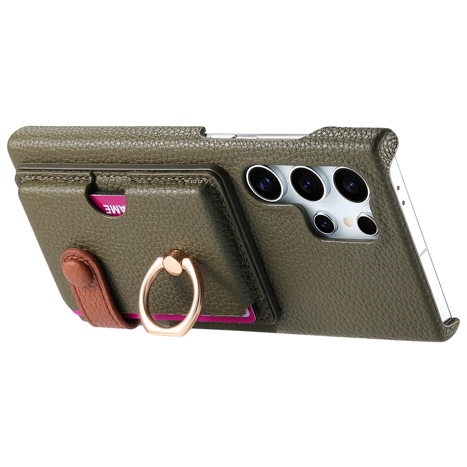 Y2 For Samsung Galaxy S24 Ultra Case with Card Holder Kickstand Litchi Texture Leather Back Cover