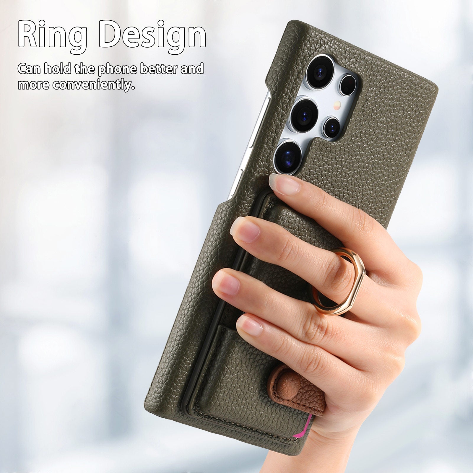 Y2 For Samsung Galaxy S24 Ultra Case with Card Holder Kickstand Litchi Texture Leather Back Cover