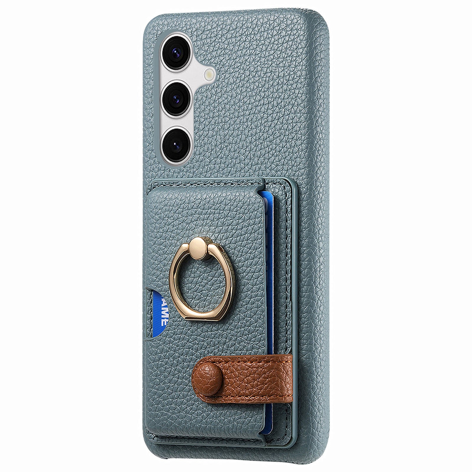 Y2 For Samsung Galaxy S24 Case Rotation Ring Kickstand Leather Coated PC+TPU Phone Cover
