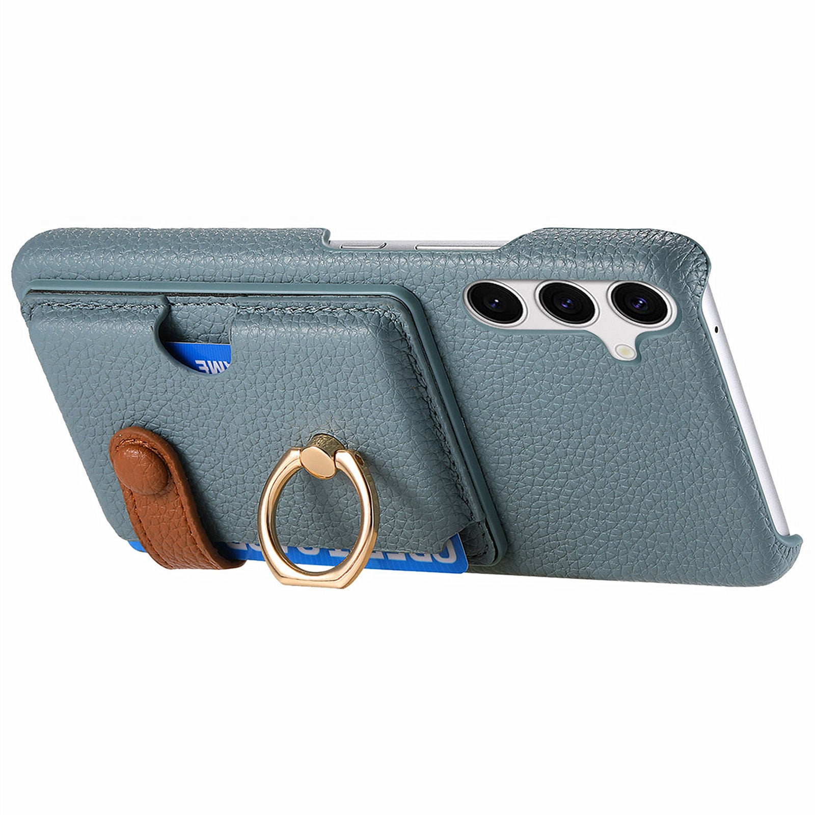 Y2 For Samsung Galaxy S24 Case Rotation Ring Kickstand Leather Coated PC+TPU Phone Cover