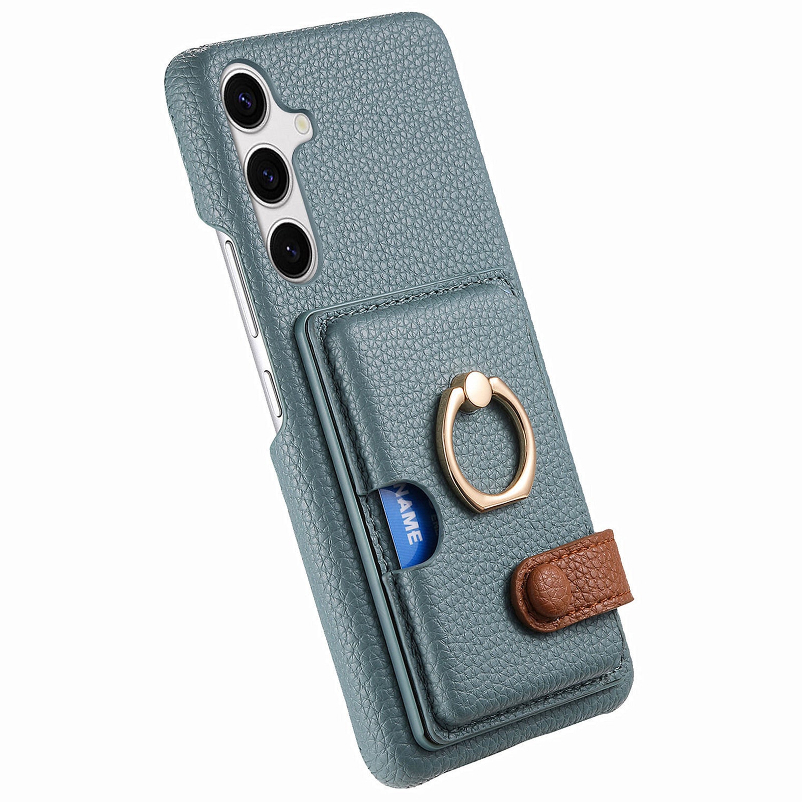 Y2 For Samsung Galaxy S24 Case Rotation Ring Kickstand Leather Coated PC+TPU Phone Cover