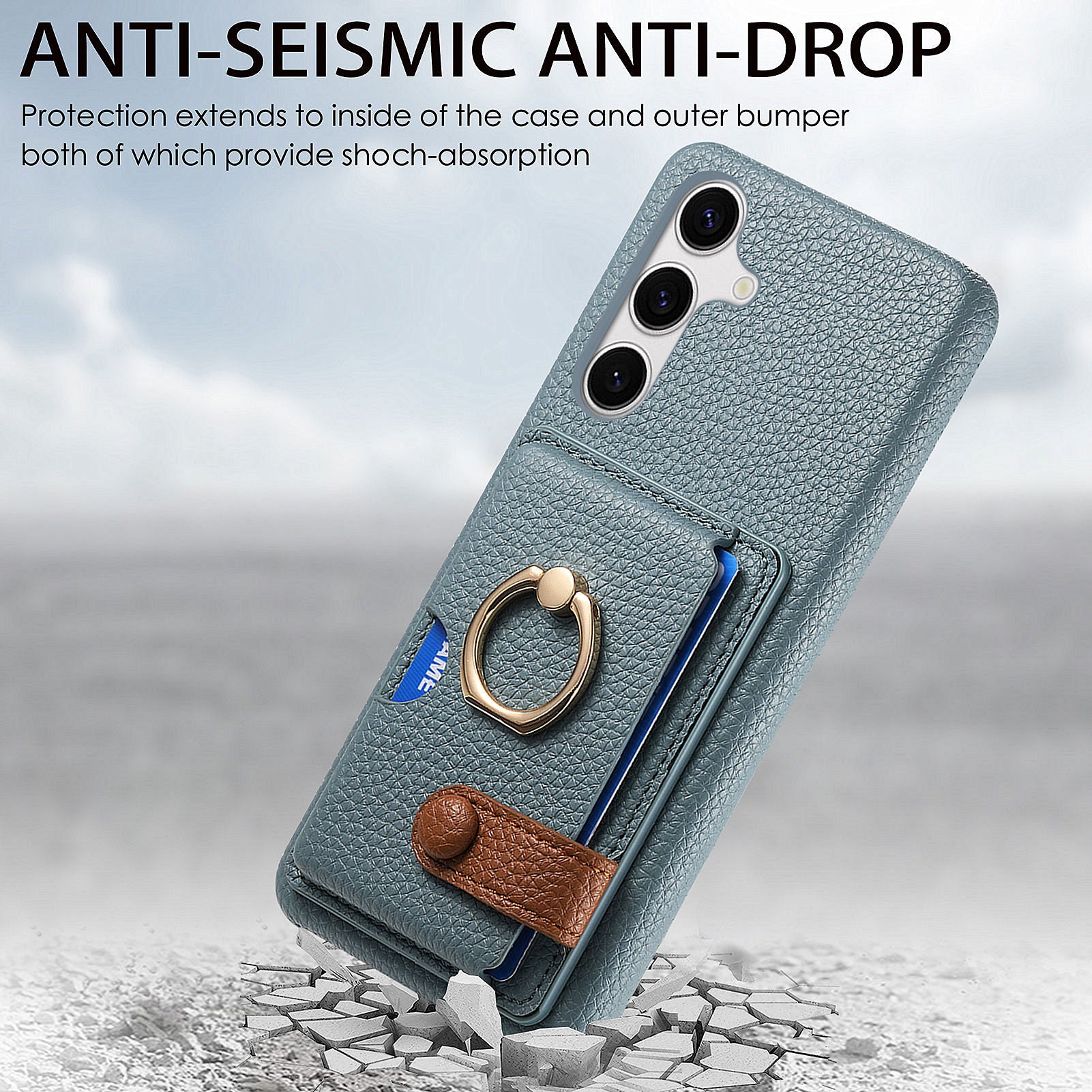 Y2 For Samsung Galaxy S24 Case Rotation Ring Kickstand Leather Coated PC+TPU Phone Cover