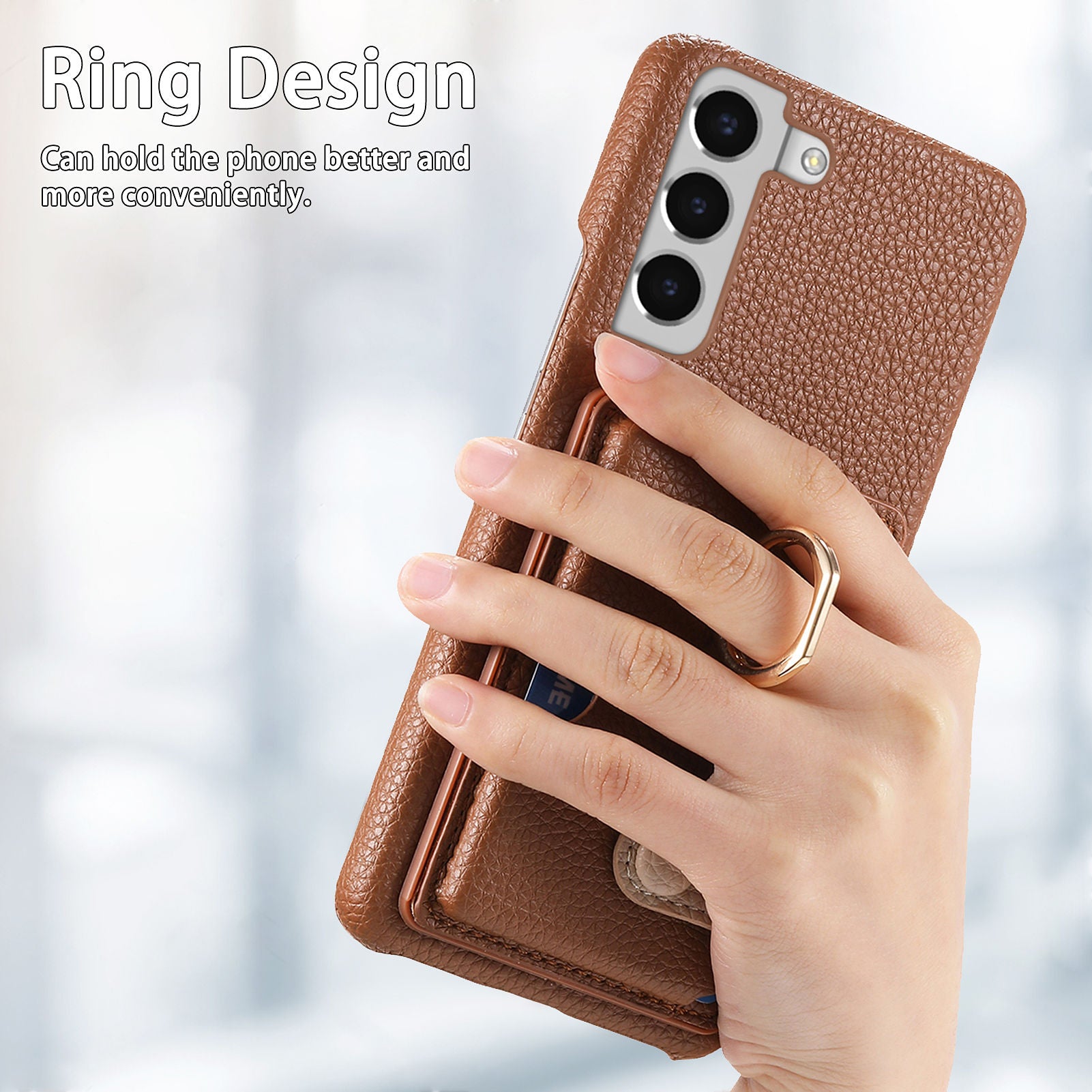 Y2 For Samsung Galaxy S22+ 5G Phone Case Rotating Ring Kickstand Leather Coated PC+TPU Cover