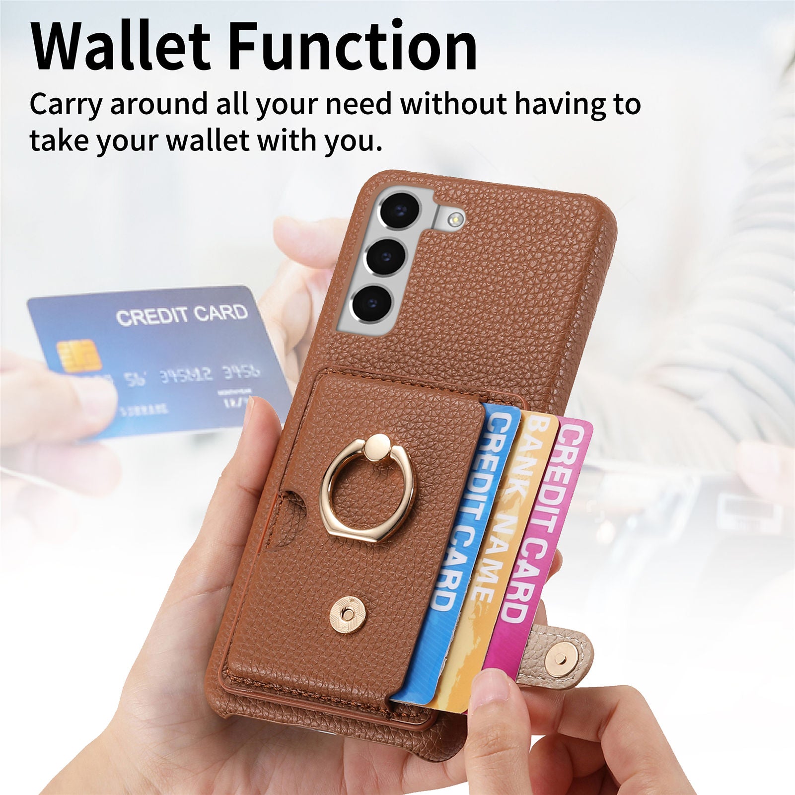 Y2 For Samsung Galaxy S22+ 5G Phone Case Rotating Ring Kickstand Leather Coated PC+TPU Cover