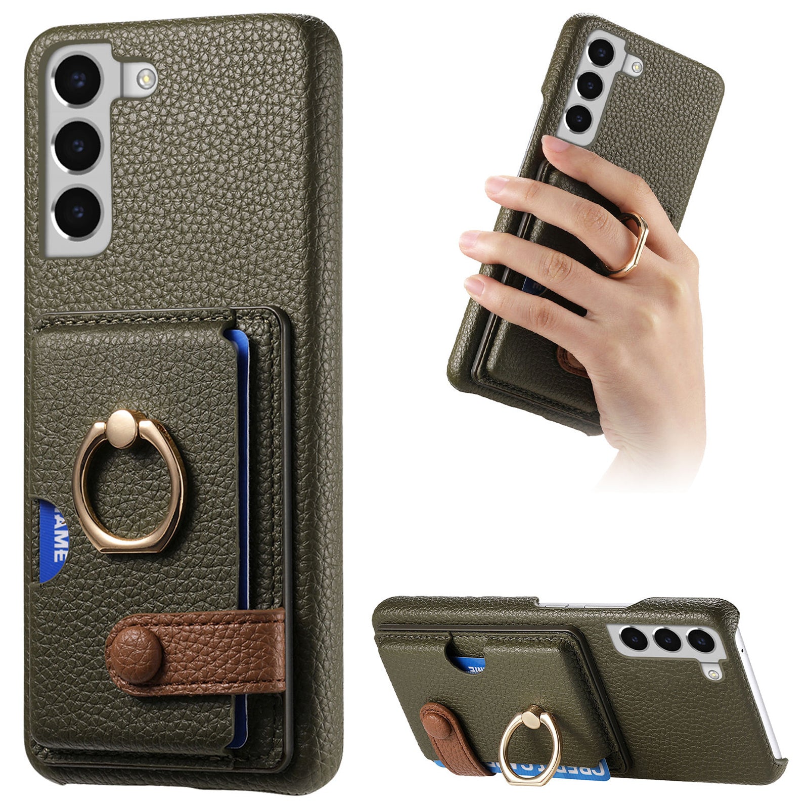 Y2 For Samsung Galaxy S22+ 5G Phone Case Rotating Ring Kickstand Leather Coated PC+TPU Cover