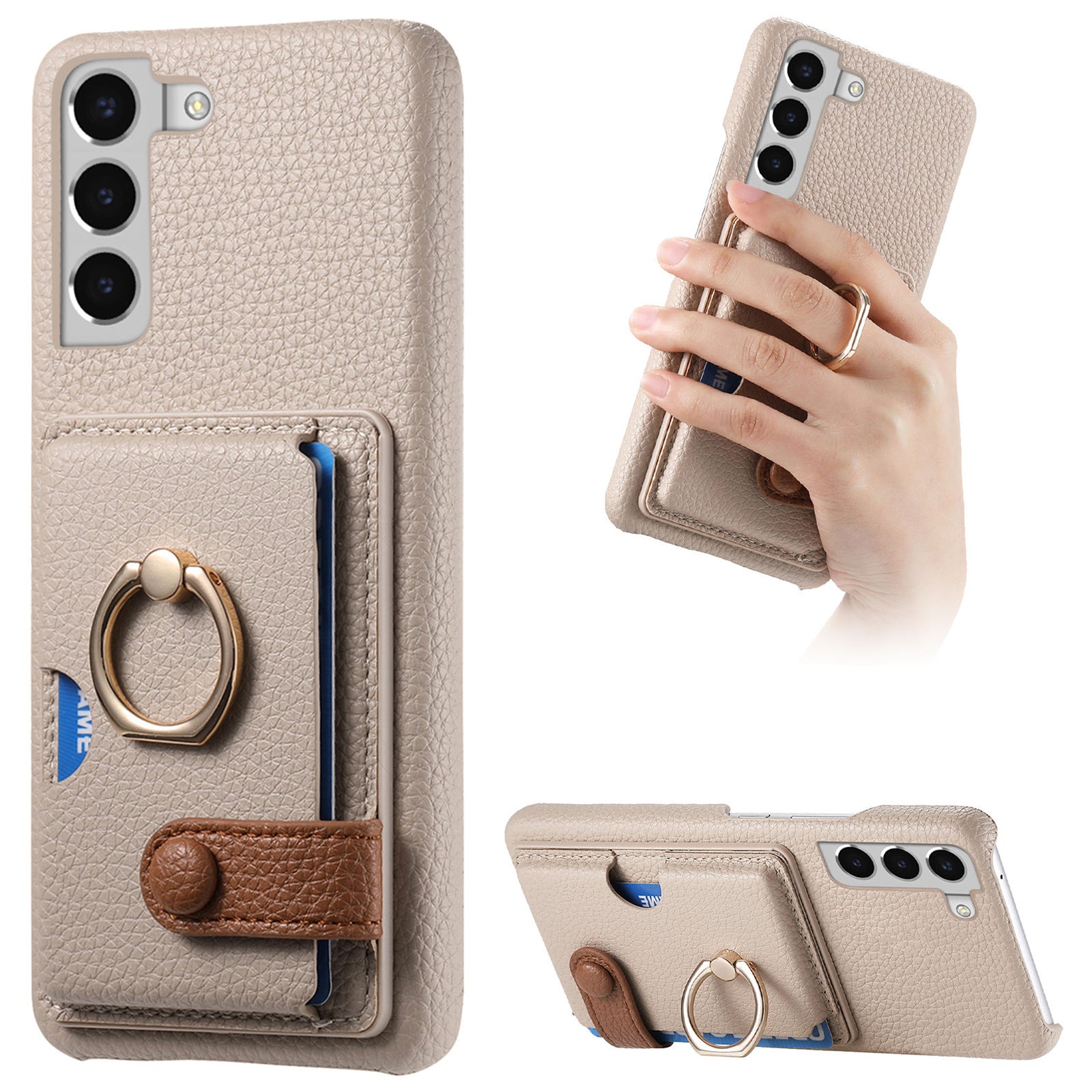 Y2 For Samsung Galaxy S22+ 5G Phone Case Rotating Ring Kickstand Leather Coated PC+TPU Cover