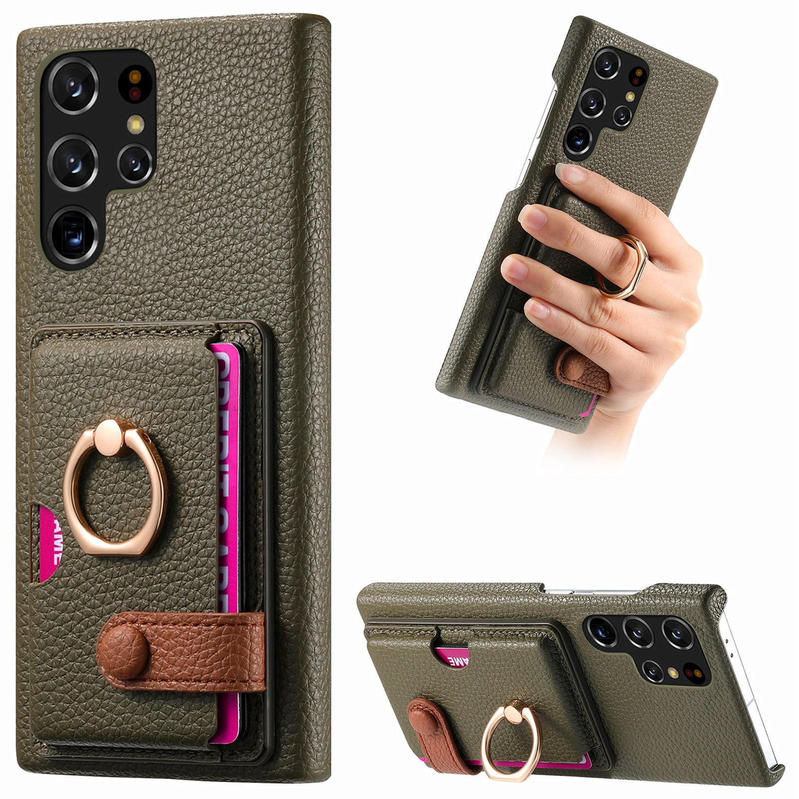 Y2 For Samsung Galaxy S22 Ultra 5G Case Leather Coated PC+TPU Card Slot Phone Cover