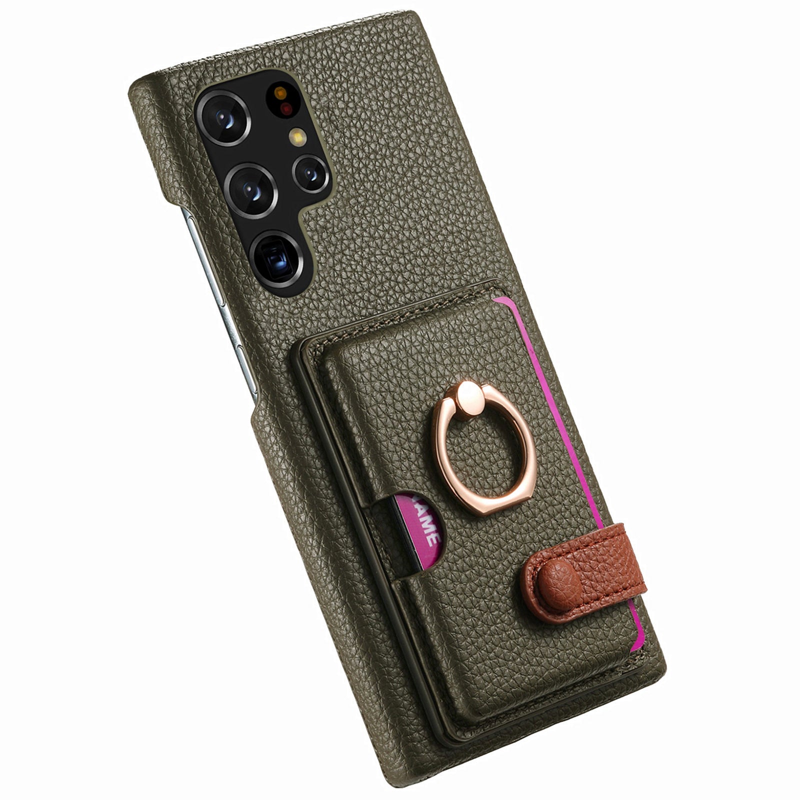 Y2 For Samsung Galaxy S22 Ultra 5G Case Leather Coated PC+TPU Card Slot Phone Cover